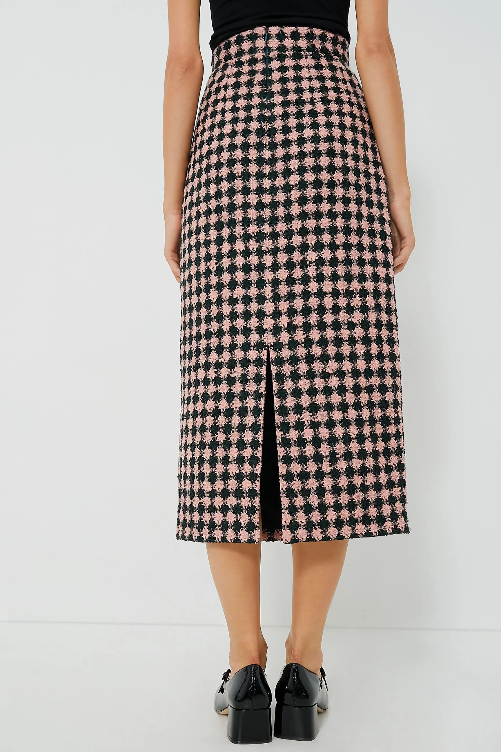 Dark Green and Pink Lorinda Heritage Wool Skirt - Image 4