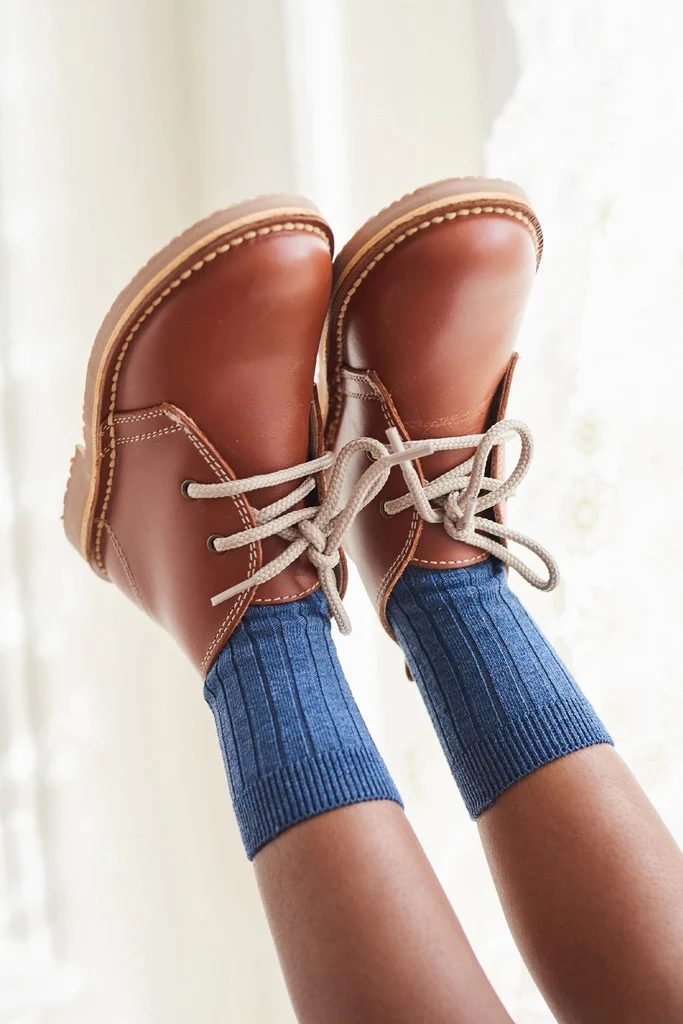 Dark Tan Leather Kids Desert Boots - Image 4