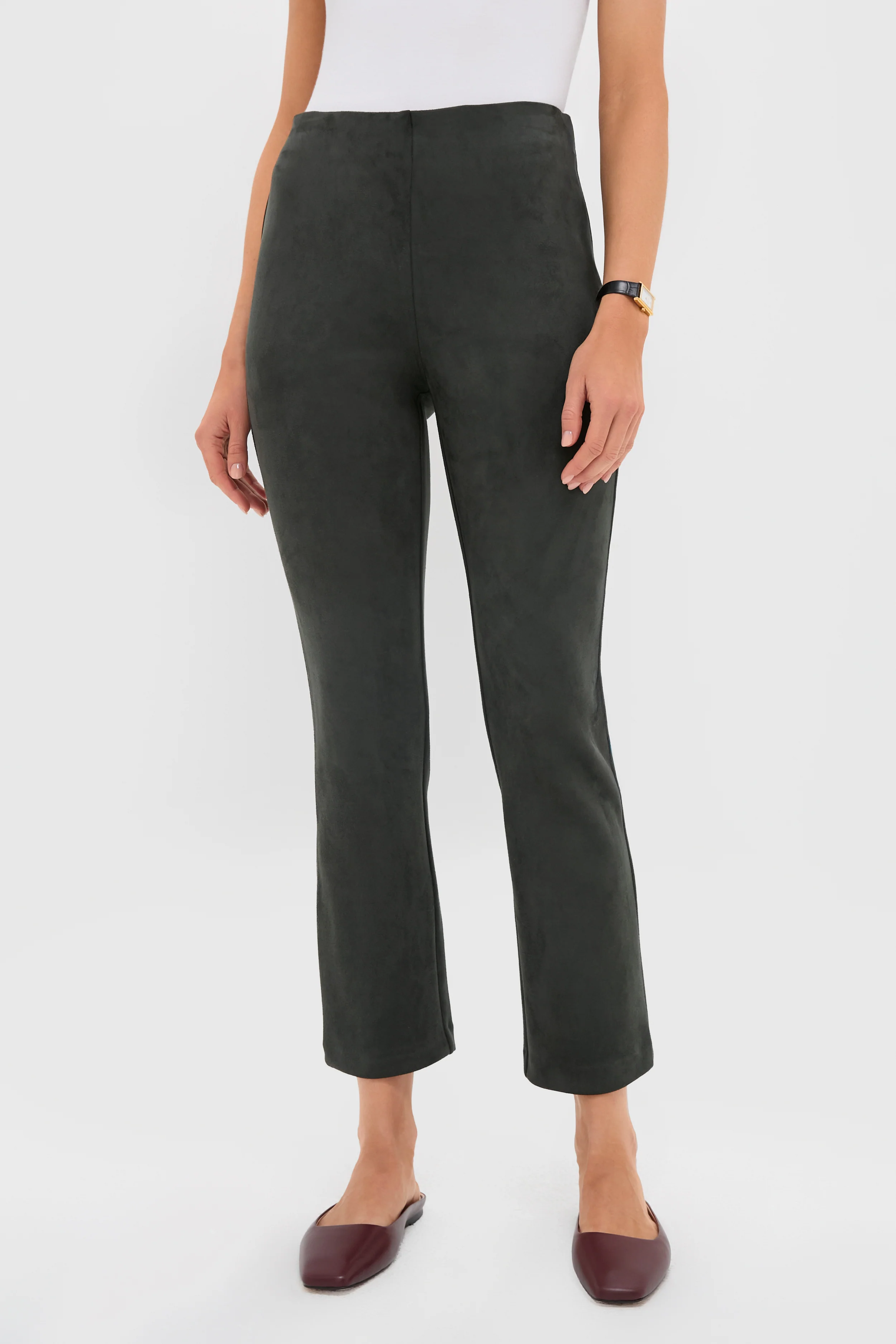 Deep Olive Vegan Suede Ashford Pants