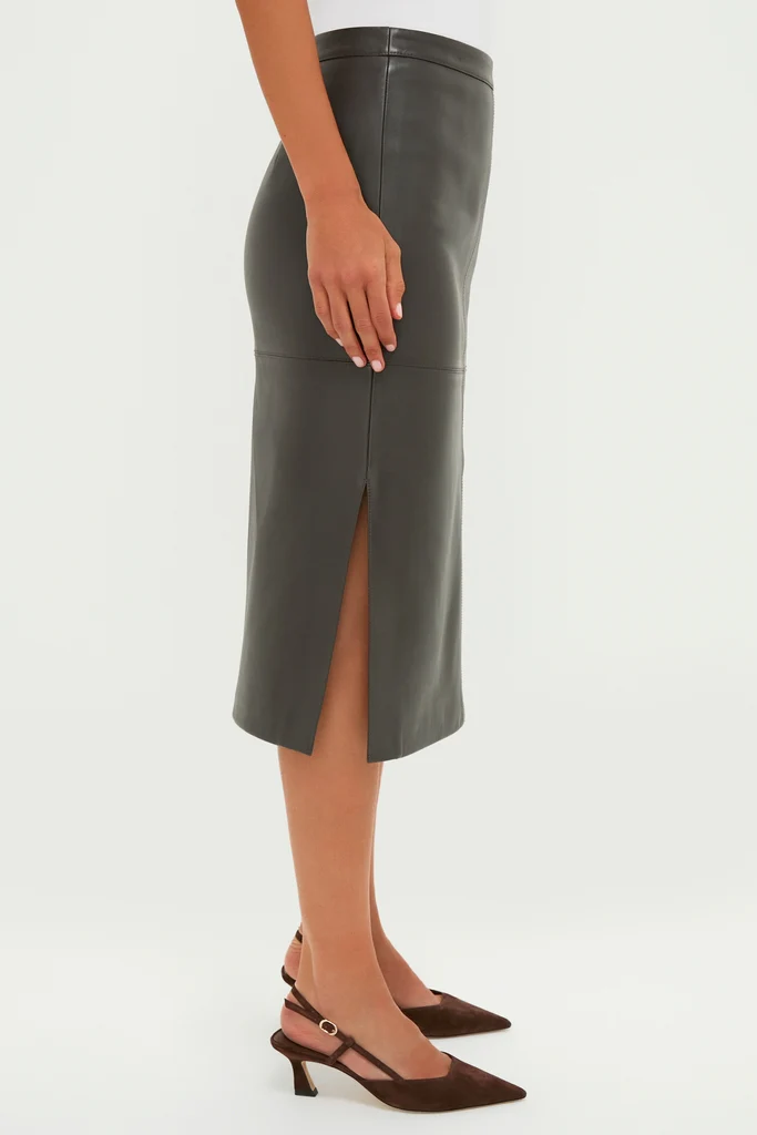 Demitasse Leather Elene Midi Skirt - Image 3