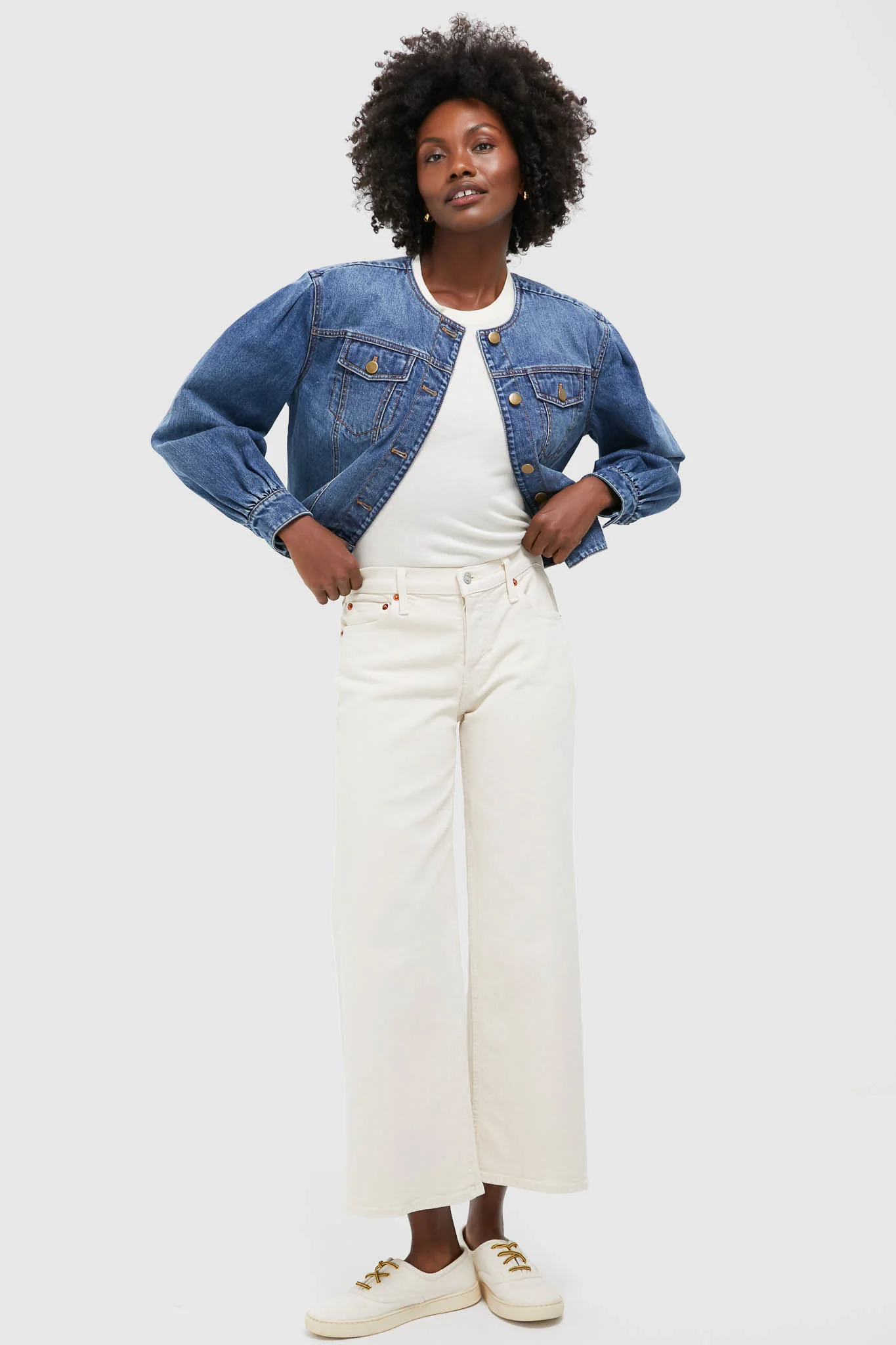 Denim Cropped Stella Jacket - Image 6