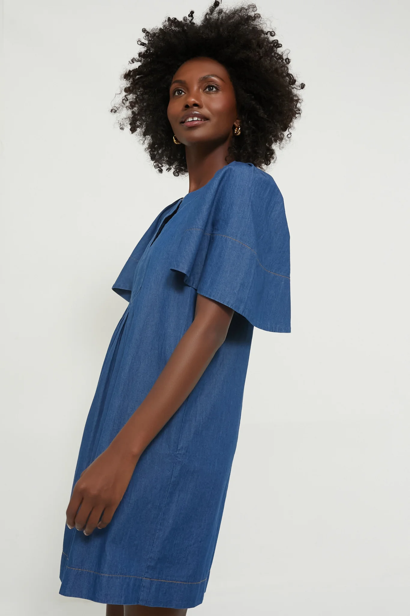 Denim Finley Flutter Sleeve Dress - Image 3