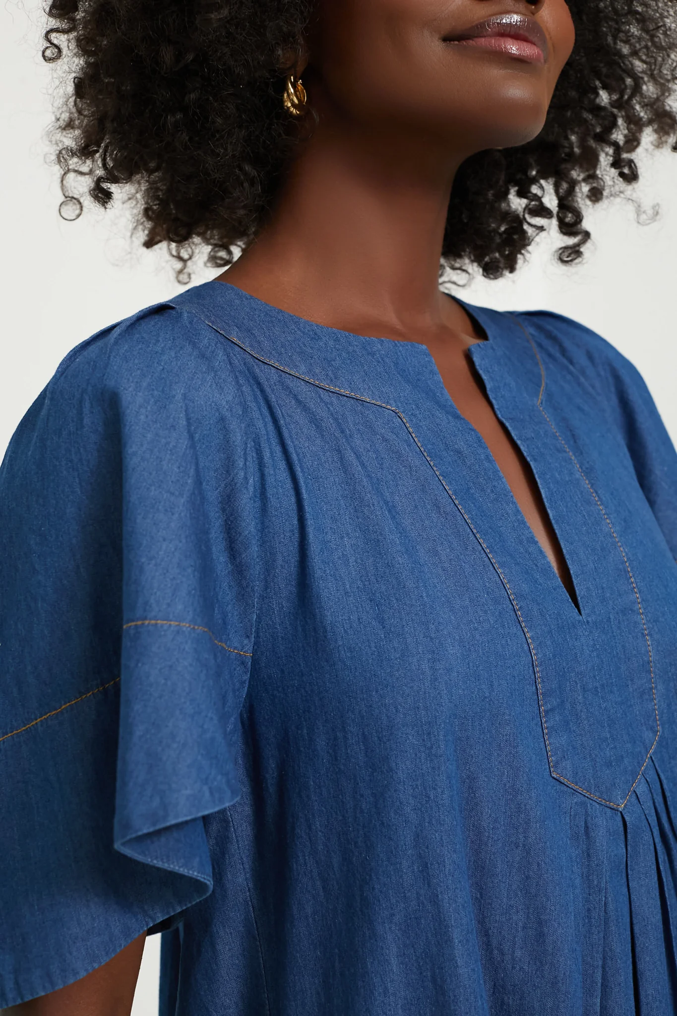 Denim Finley Flutter Sleeve Dress - Image 5