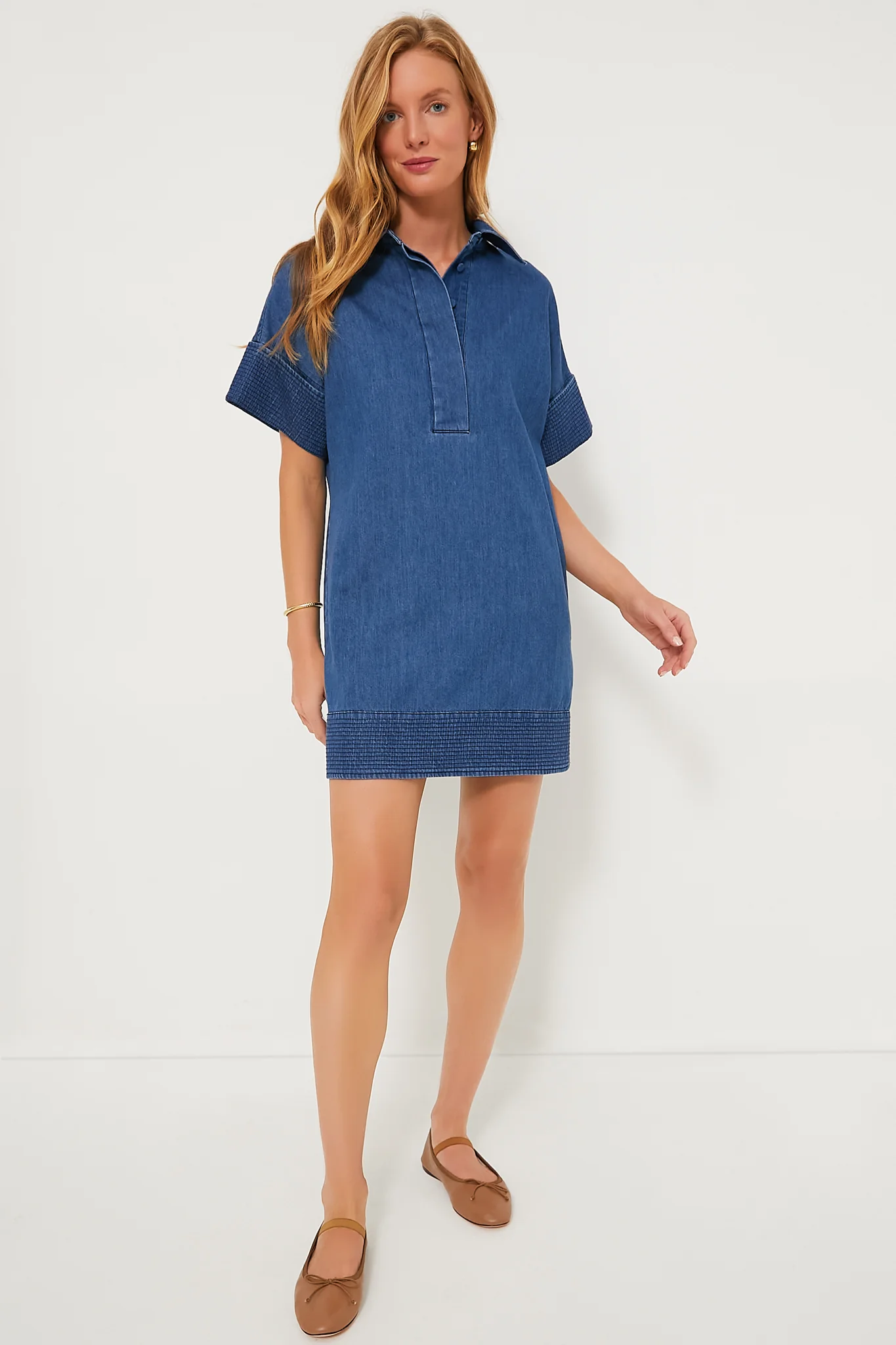 Denim Trapunto Stitch Sofia Shirt Dress - Image 6
