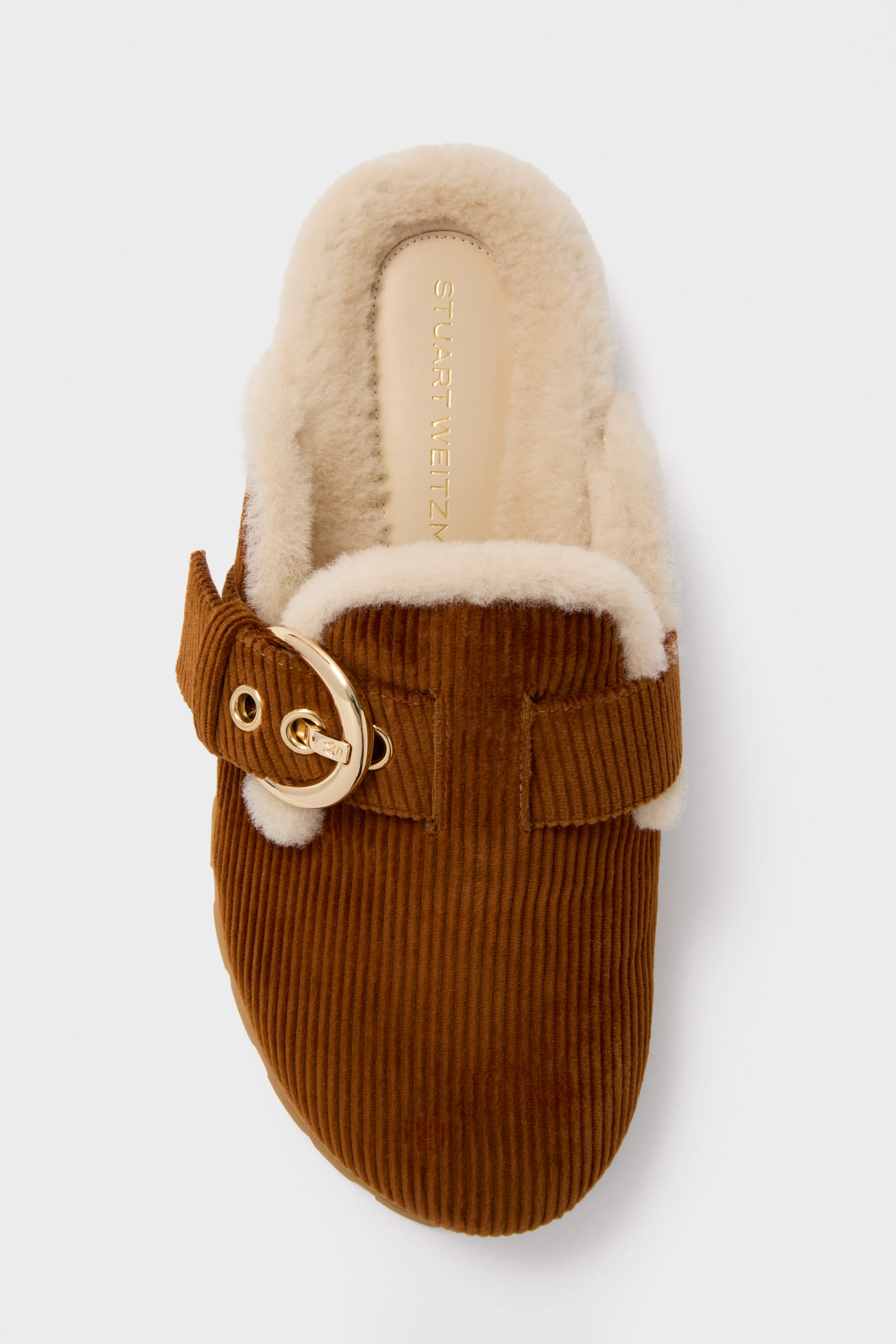 Doe and Vanilla Corduroy Velvet Chrystie Shearling Mules - Image 5