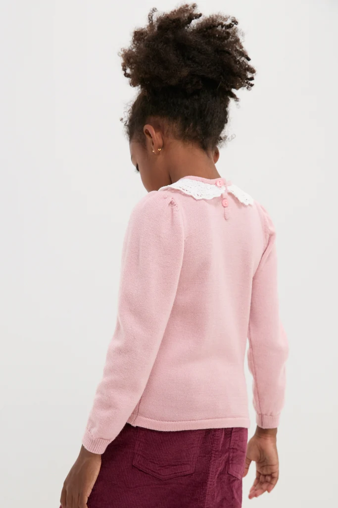 Dusty Pink Blanca Merino Wool Girl Jumper - Image 4
