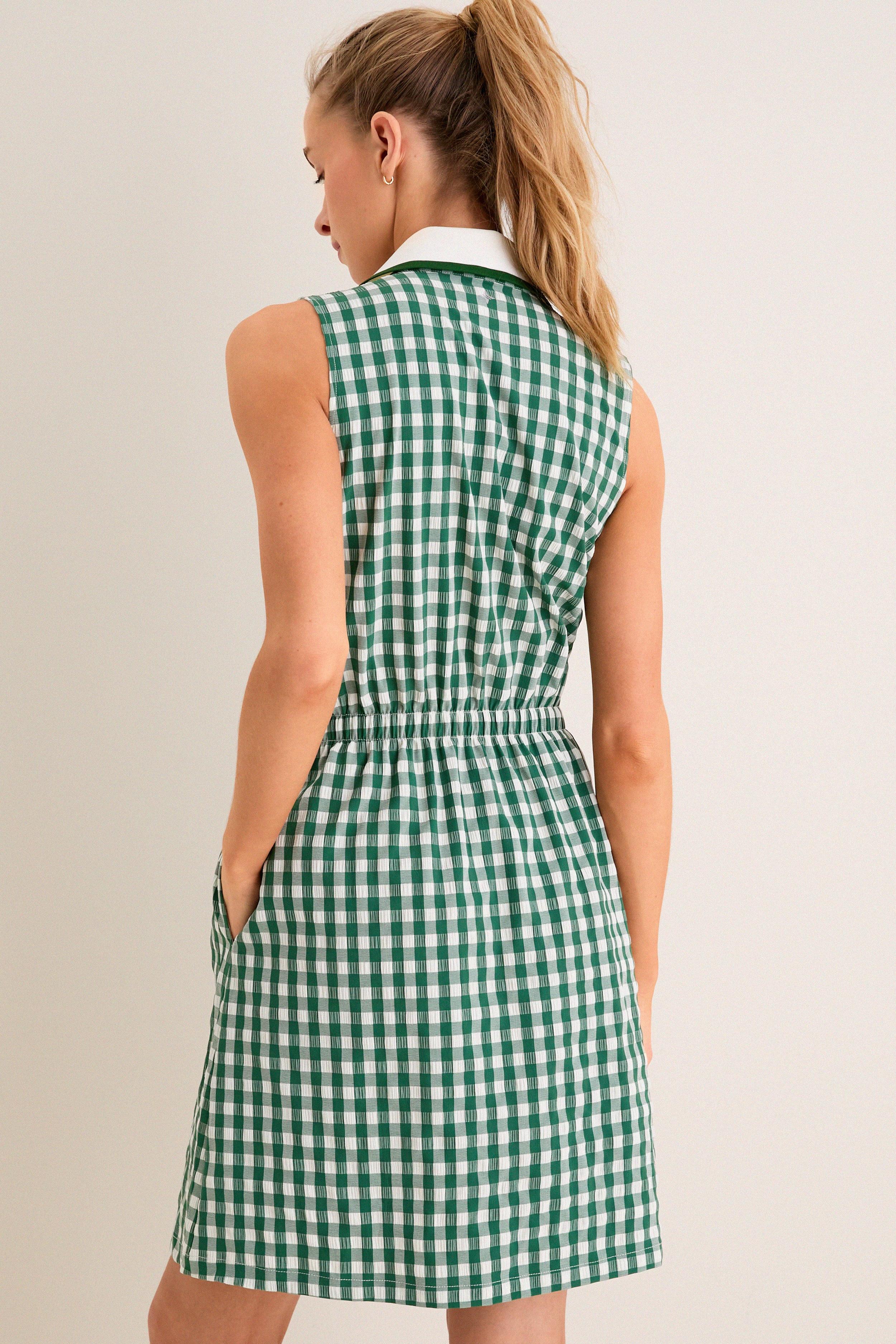 Eden Green Gingham Sleeveless Performance Seersucker Alcott Golf Dress - Image 5