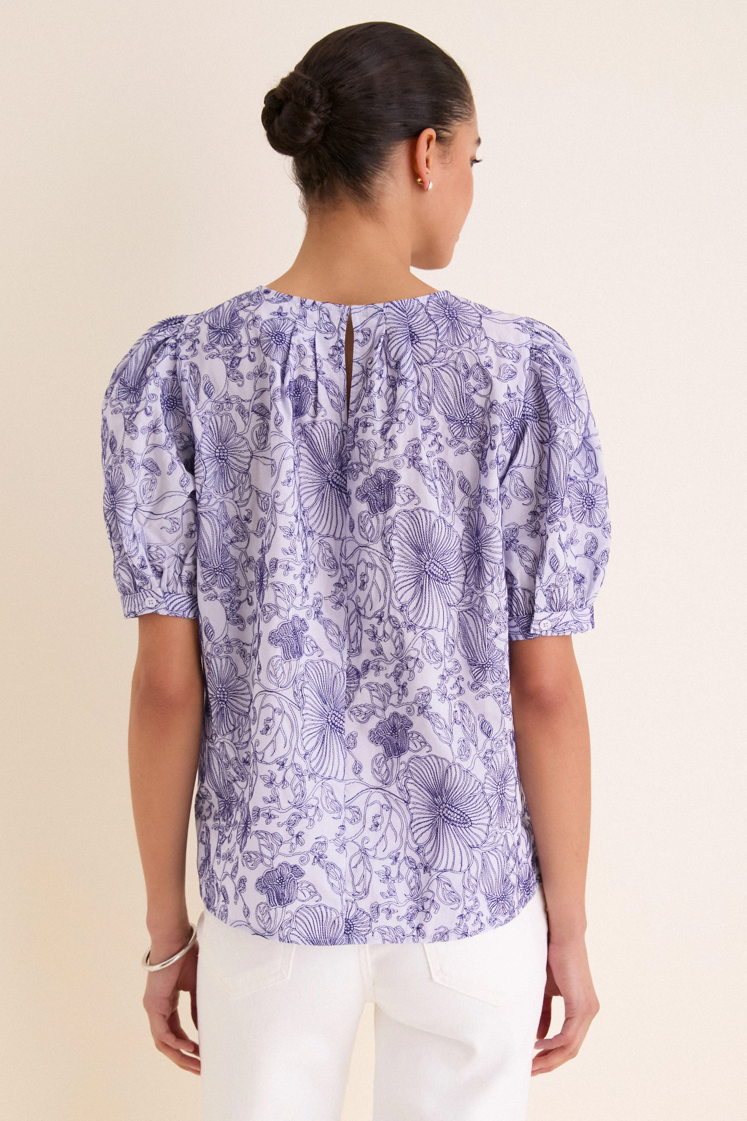 Embroidered Periwinkle Benson Blouse - Image 5
