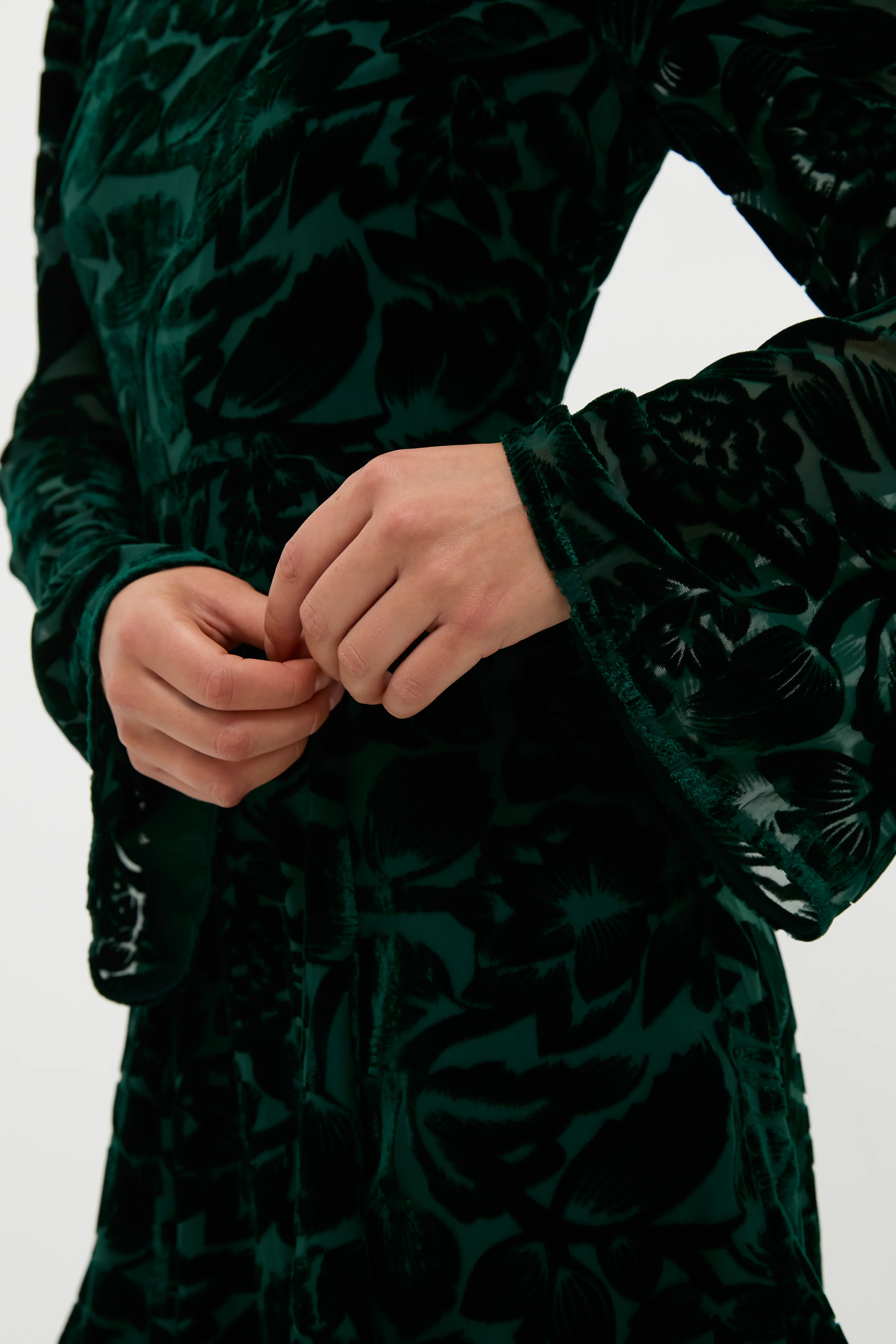 Emerald Green Burnout Velvet Oaklynn Mini Dress - Image 2