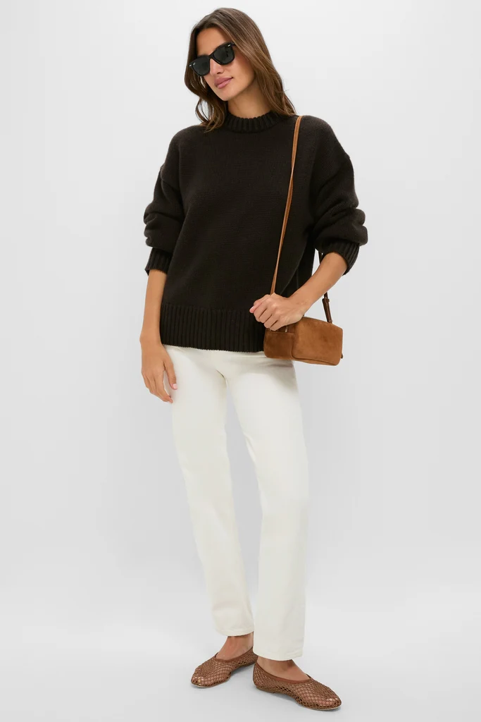 Espresso Genevieve Cashmere Wool Blend Crewneck Sweater - Image 2