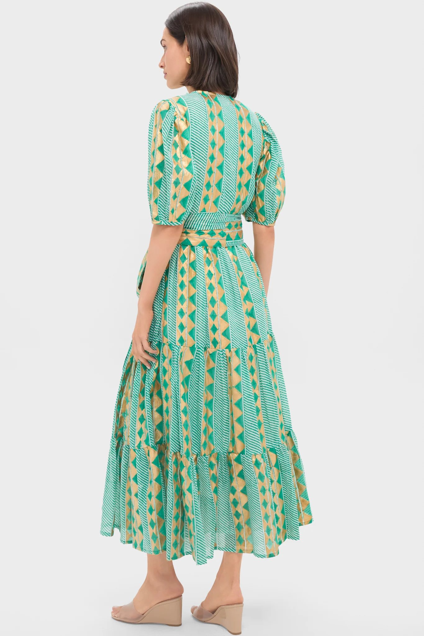 Exclusive Ascot Teal Puff Sleeve Maxi Dress - Image 4