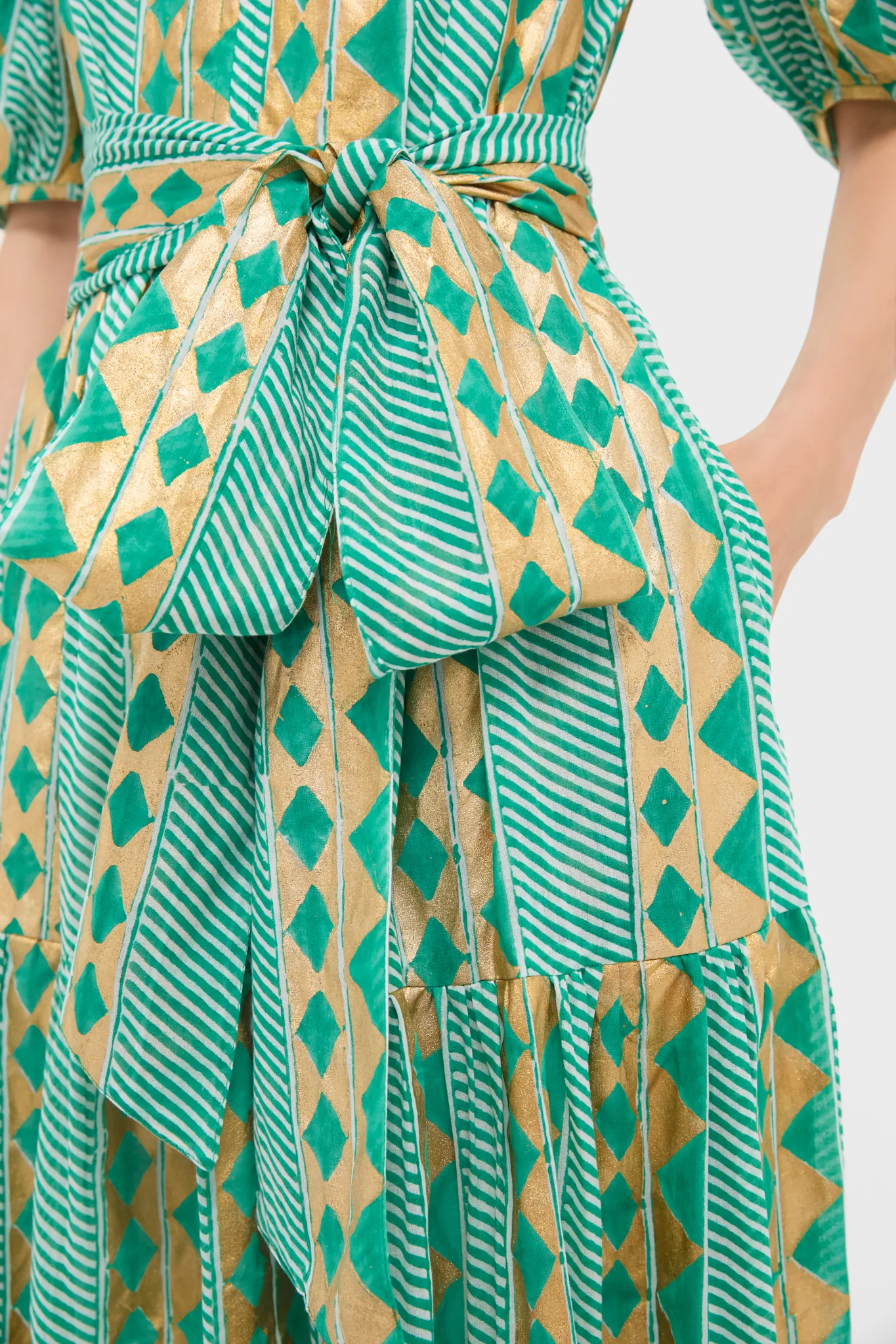 Exclusive Ascot Teal Puff Sleeve Maxi Dress - Image 6