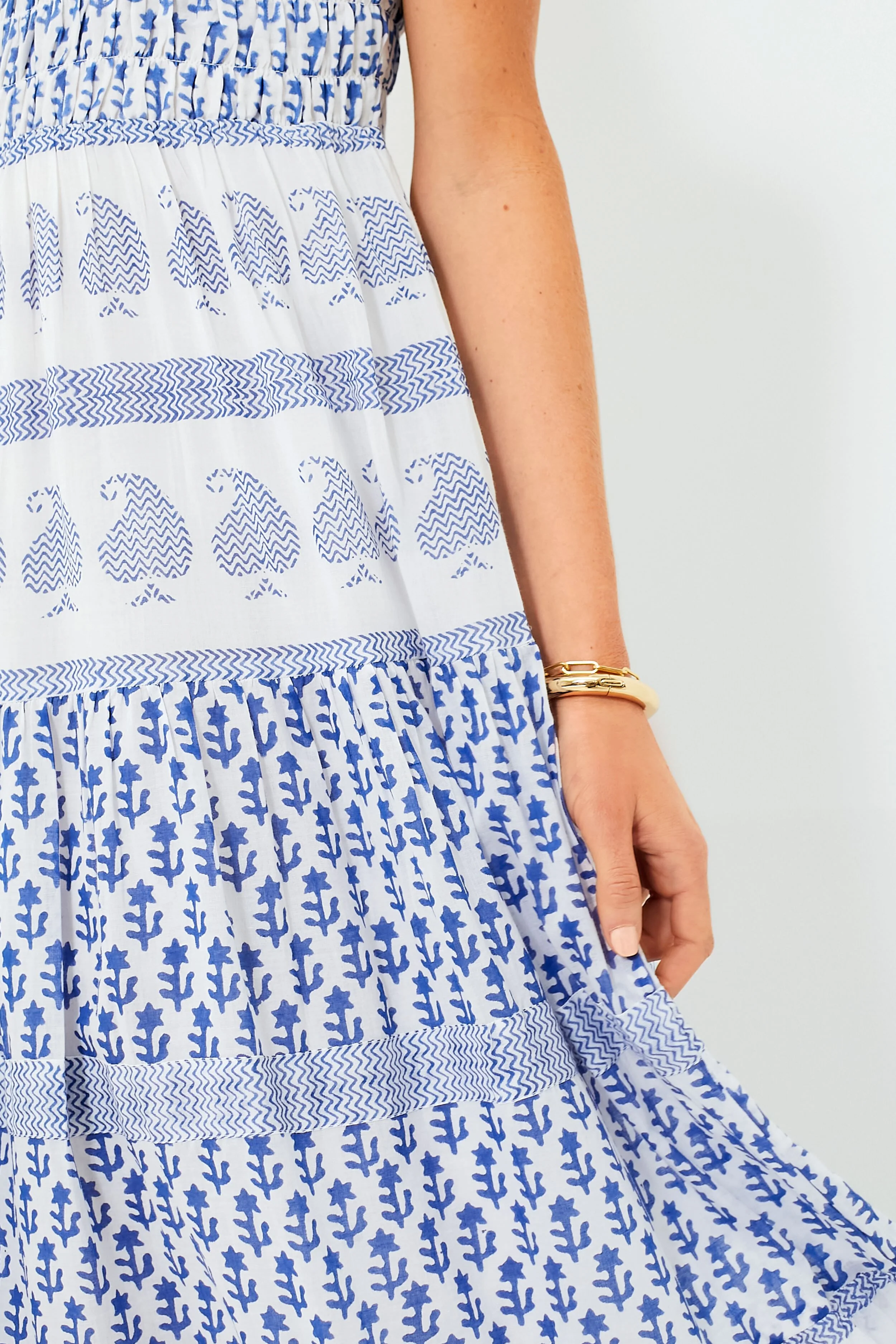 Exclusive Flora Blue Sleeveless Smocked Maxi Dress - Image 6