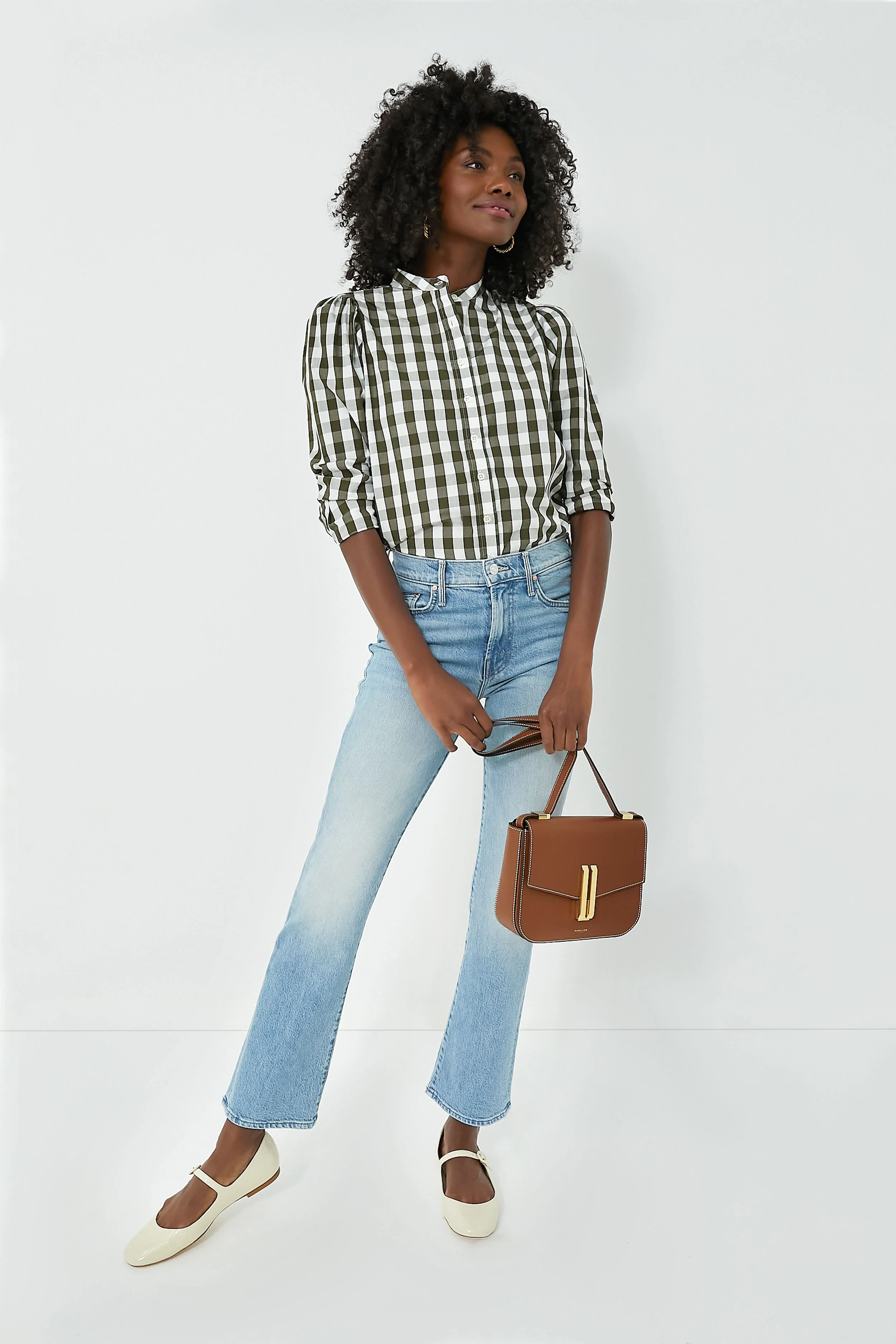 Forest Gingham Puffed Shoulder Shirt - Image 8
