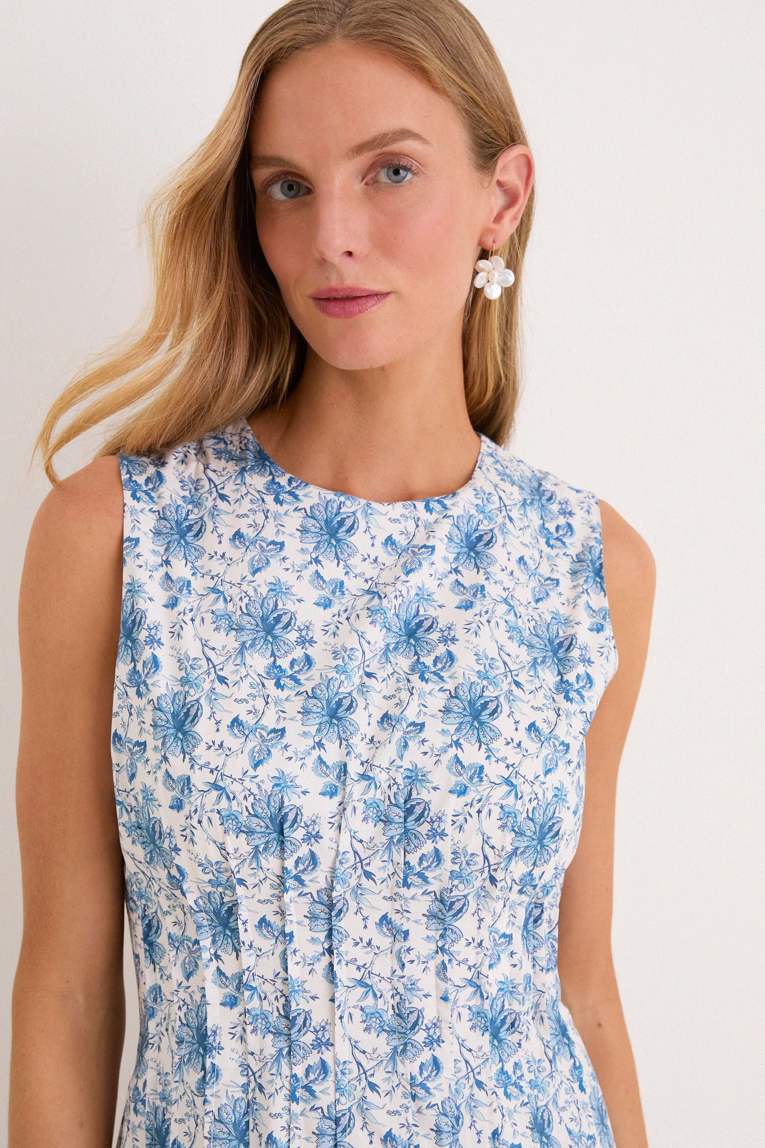 French Blue Floral Toile Christina Maxi Dress - Image 2