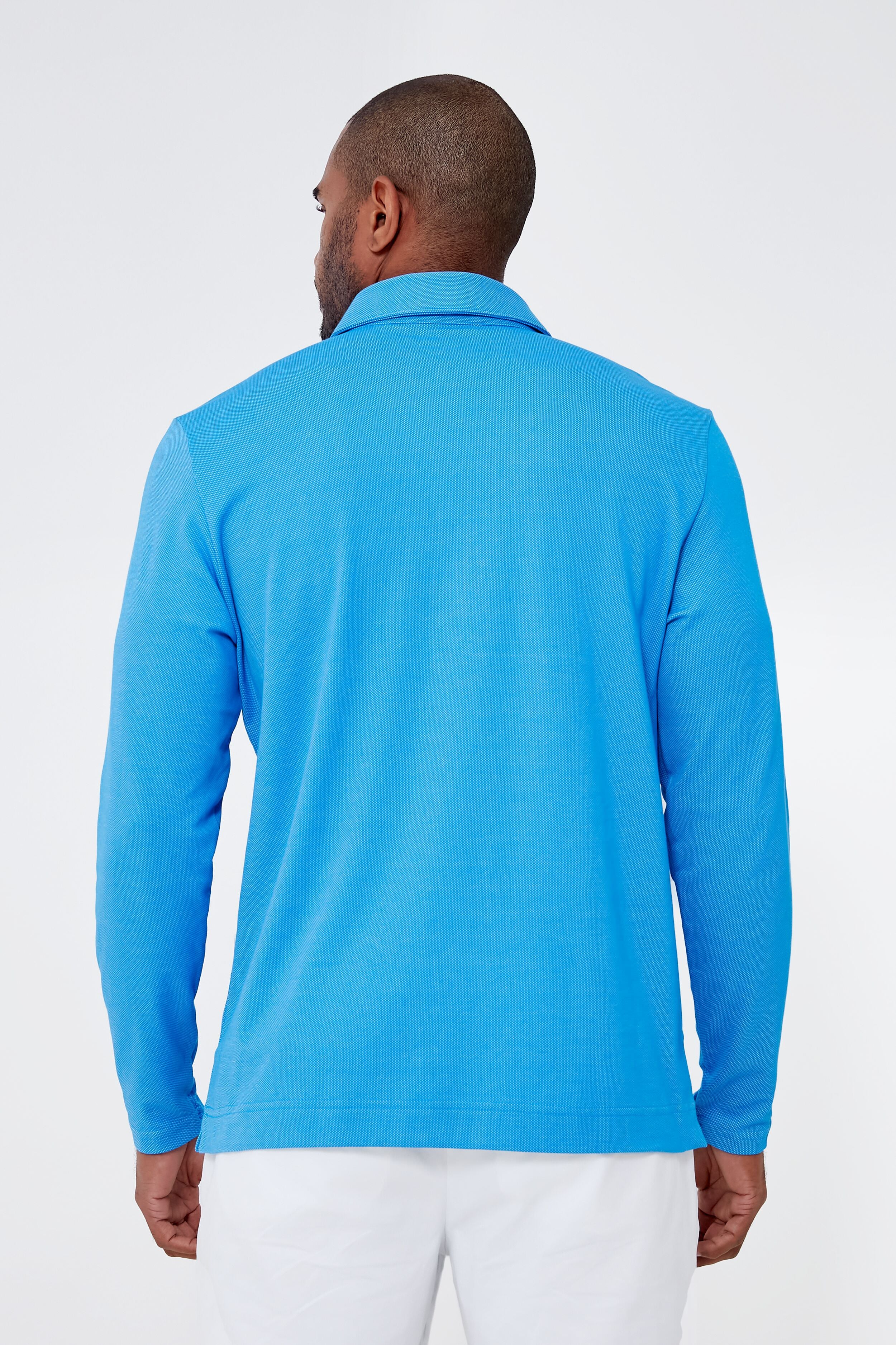 French Blue Jacquard Long Sleeve Range Polo - Image 5