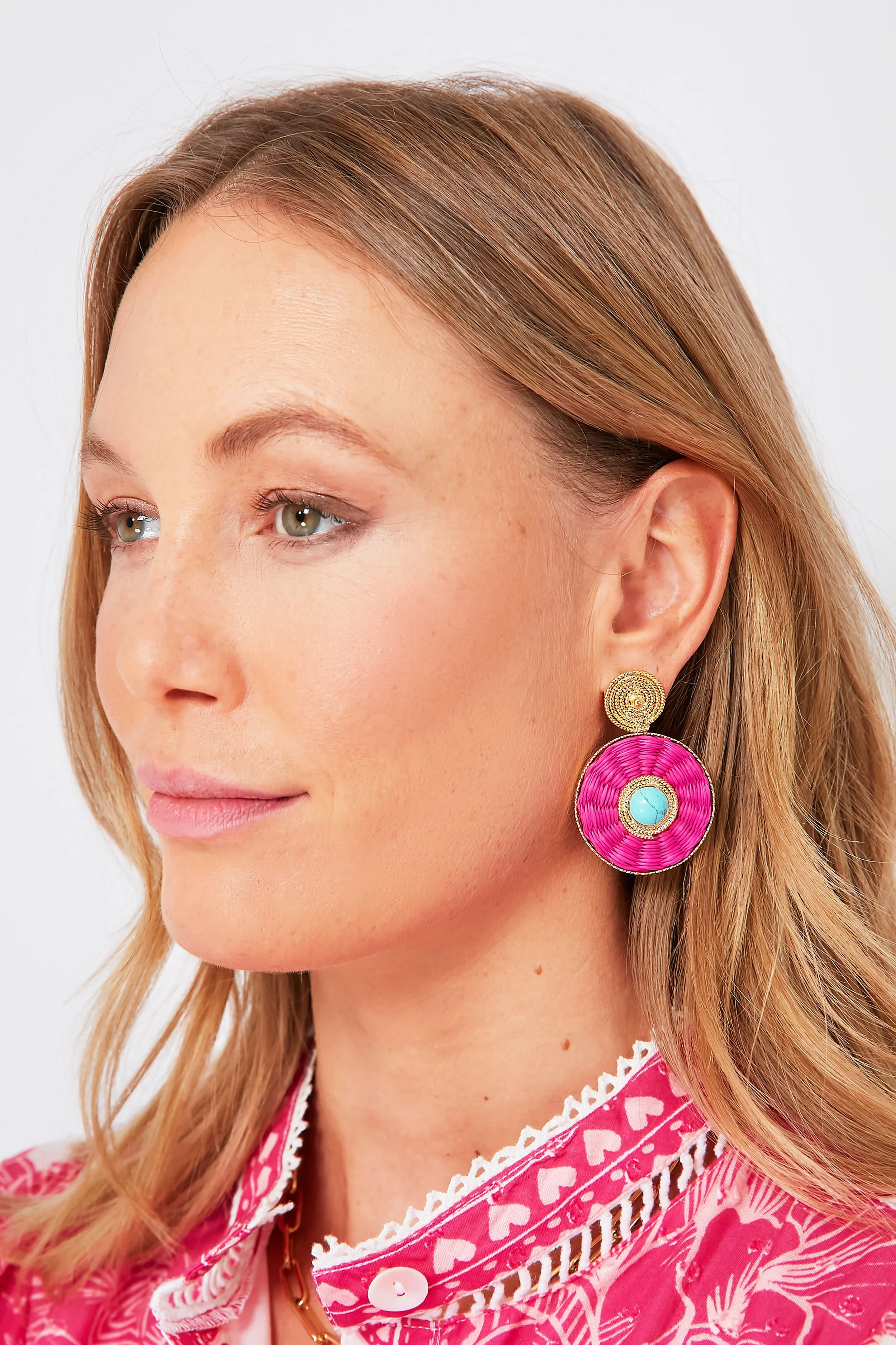 Fuchsia Iraca Lucky Eye Earrings - Image 2