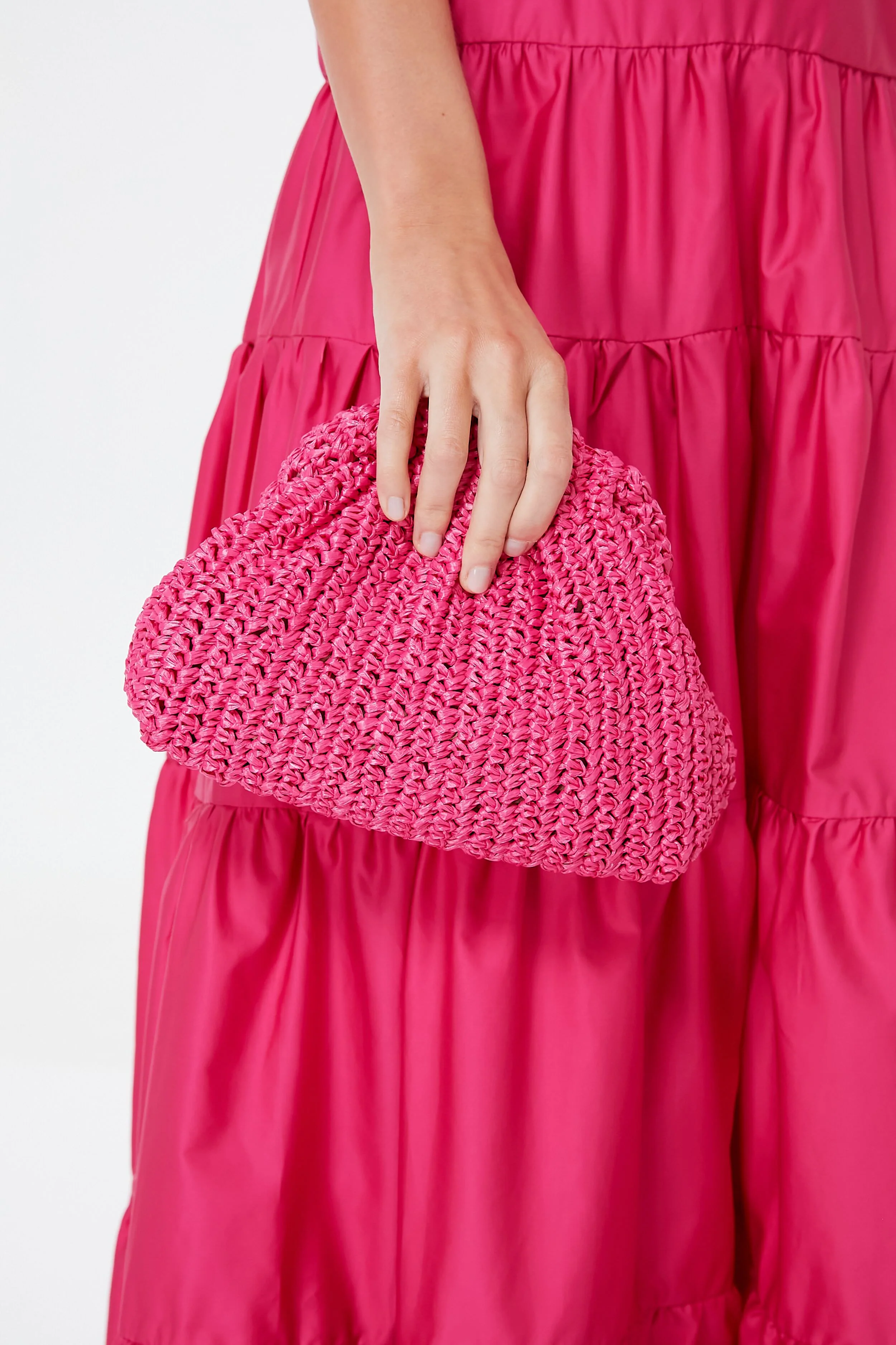 Fuchsia Mini Game Crochet Solid Clutch - Image 2
