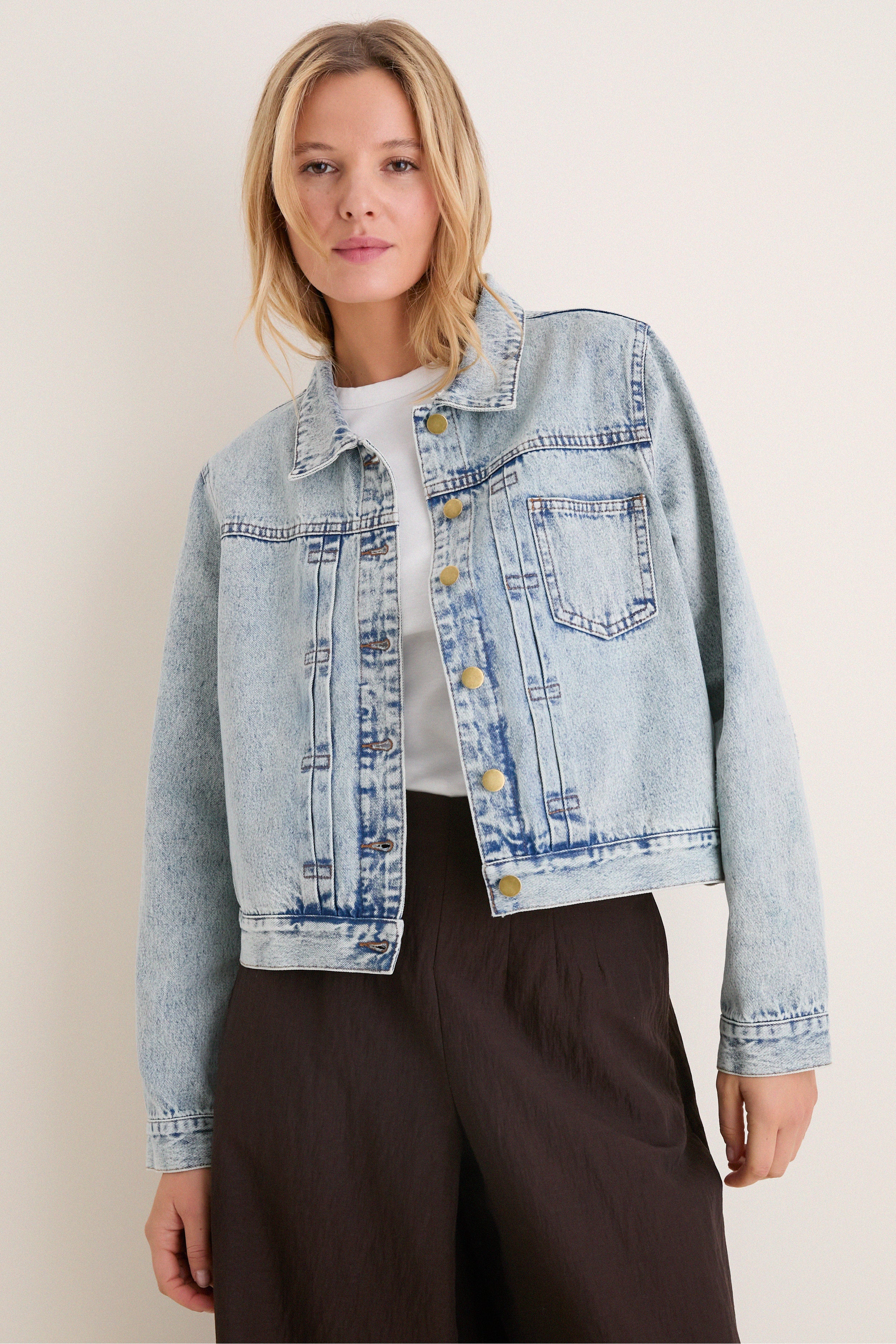Fur Collar Sherwood Denim Jacket - Image 6