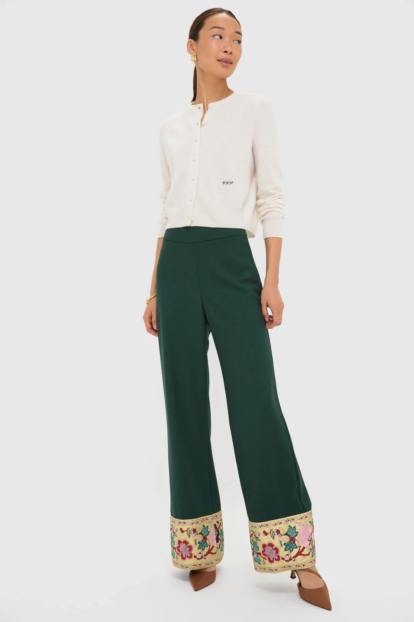Garden Scrollwork Jacquard Cuff Erin Pants - Image 3