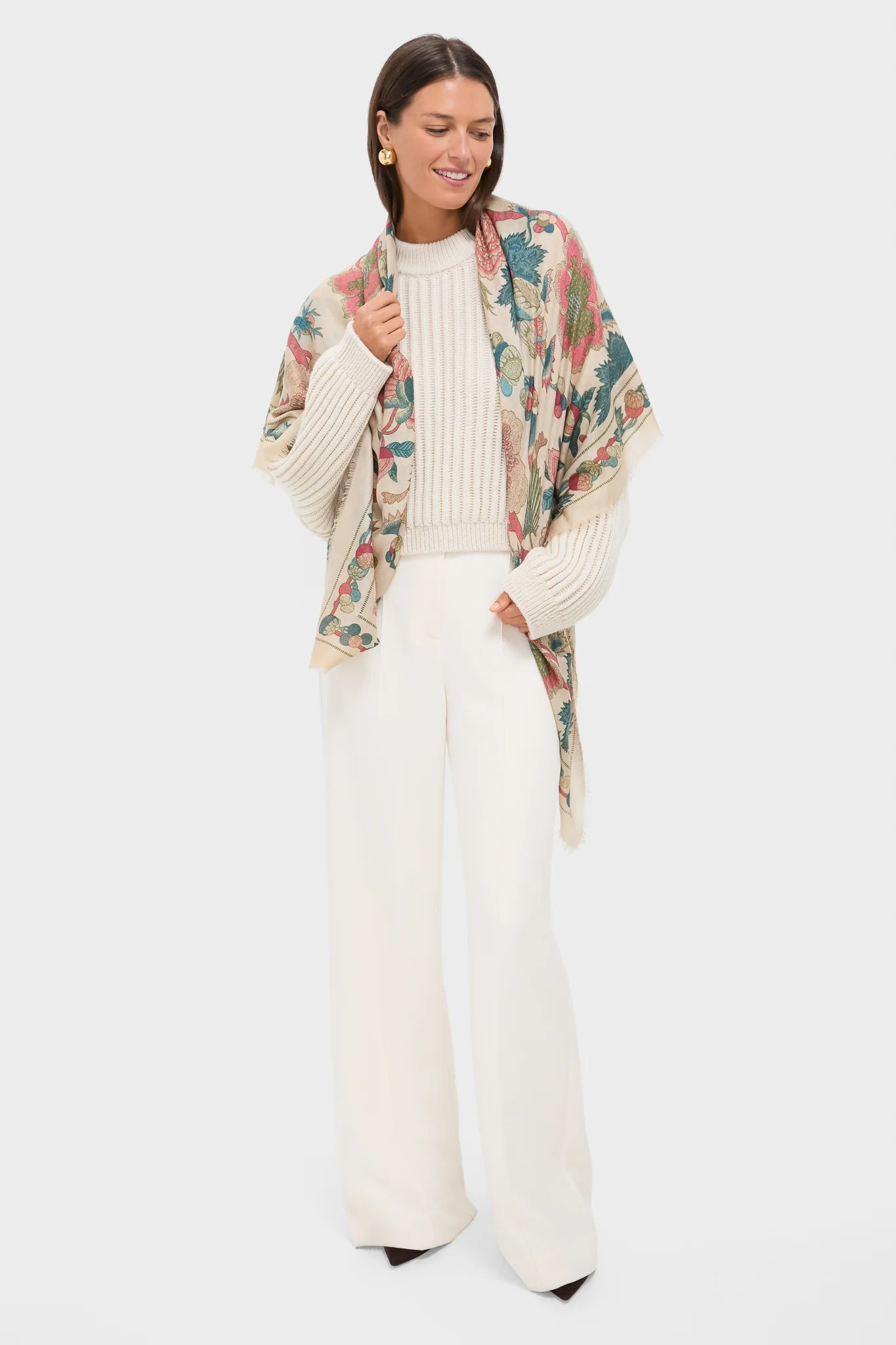 Garden Scrollwork Silk Cashmere Blend Large Scarf - Image 4