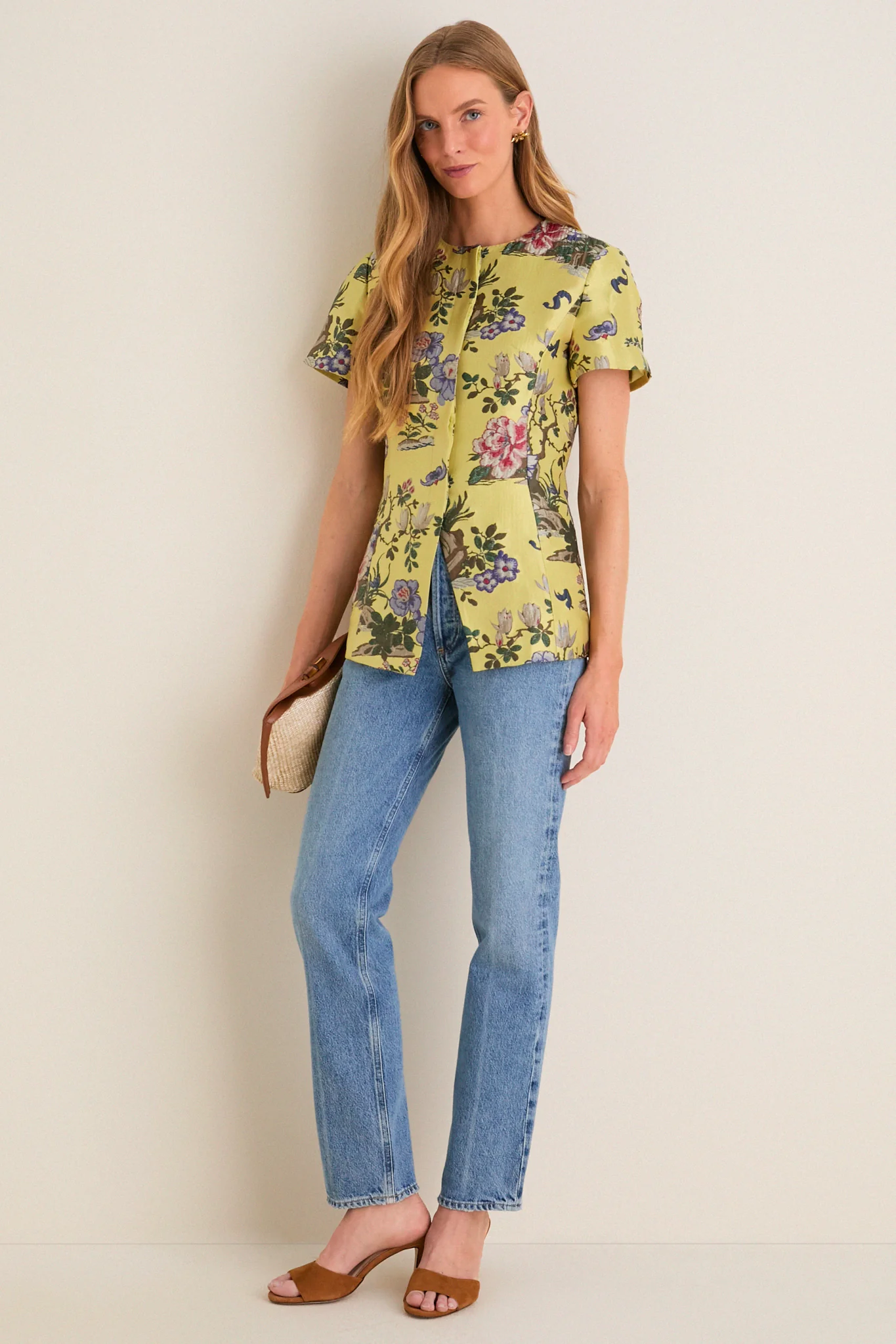 Gilded Chinoiserie Jacquard Short Sleeve Duke Top - Image 7