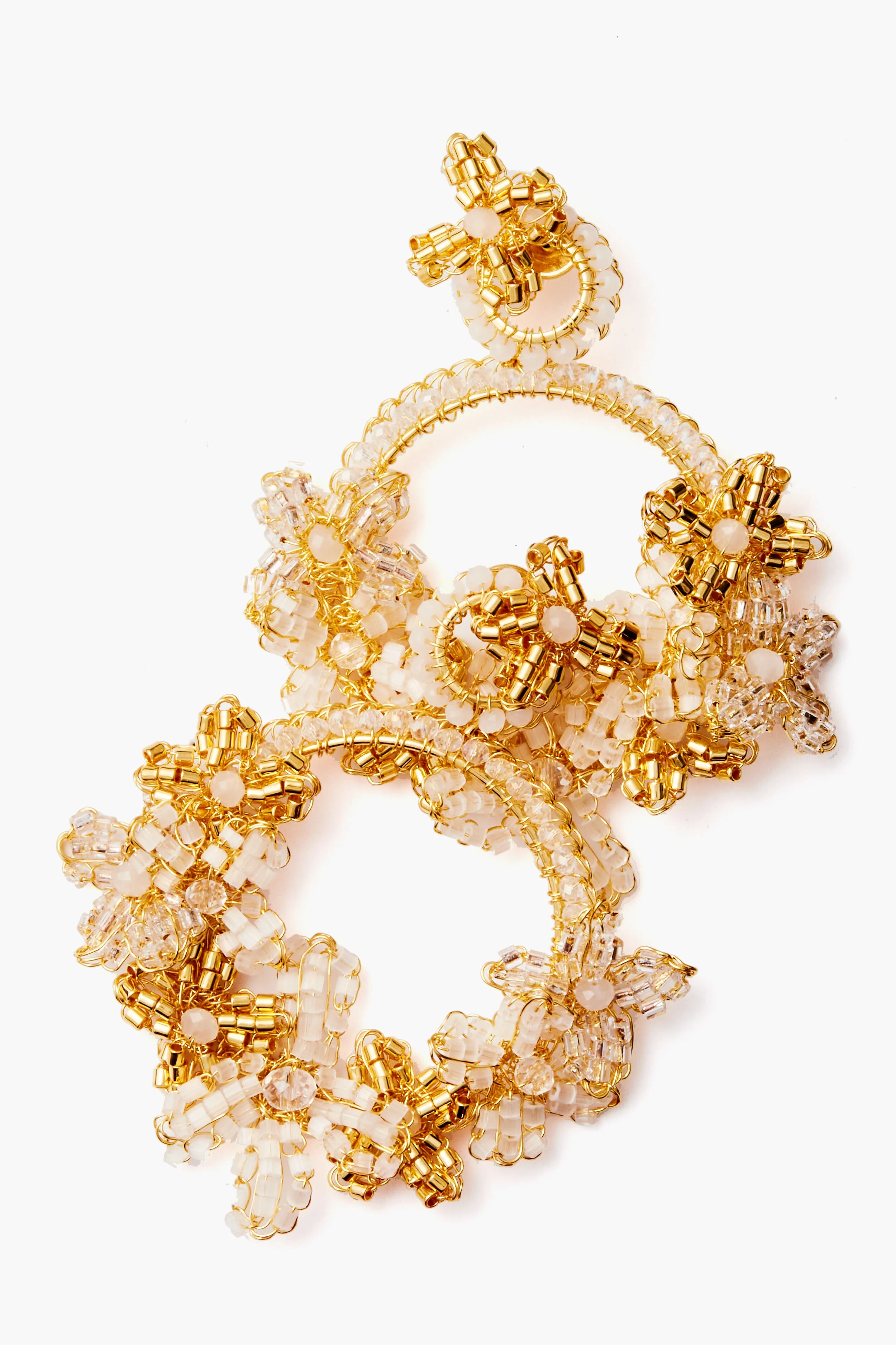 Gold Crochet Floral Earrings - Image 4