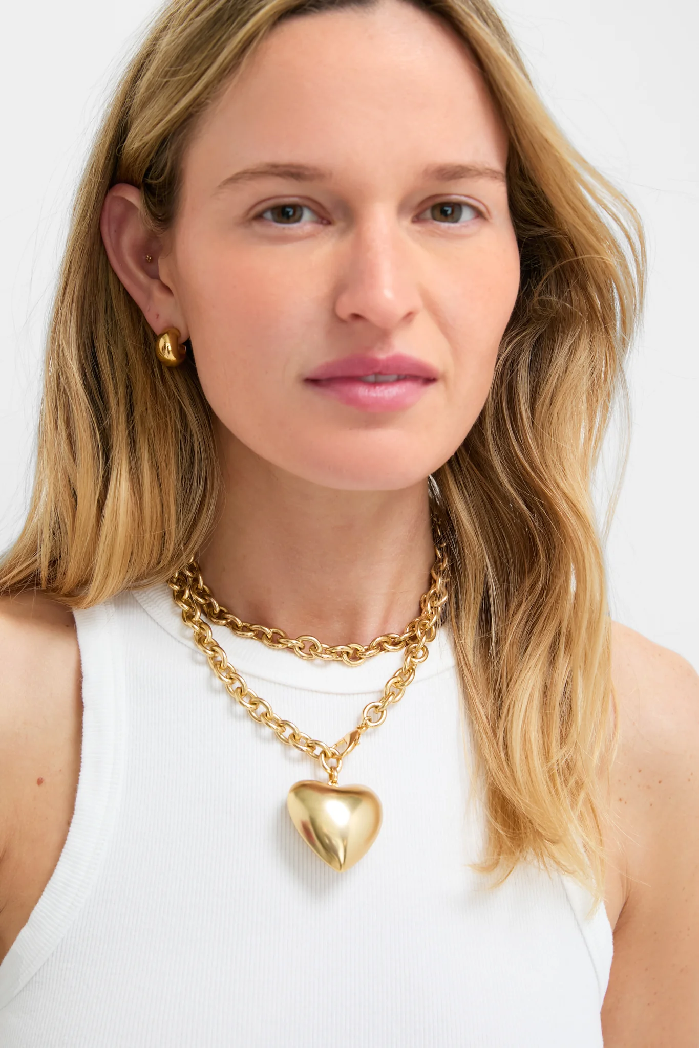 Gold Puffy Heart Necklace - Image 3