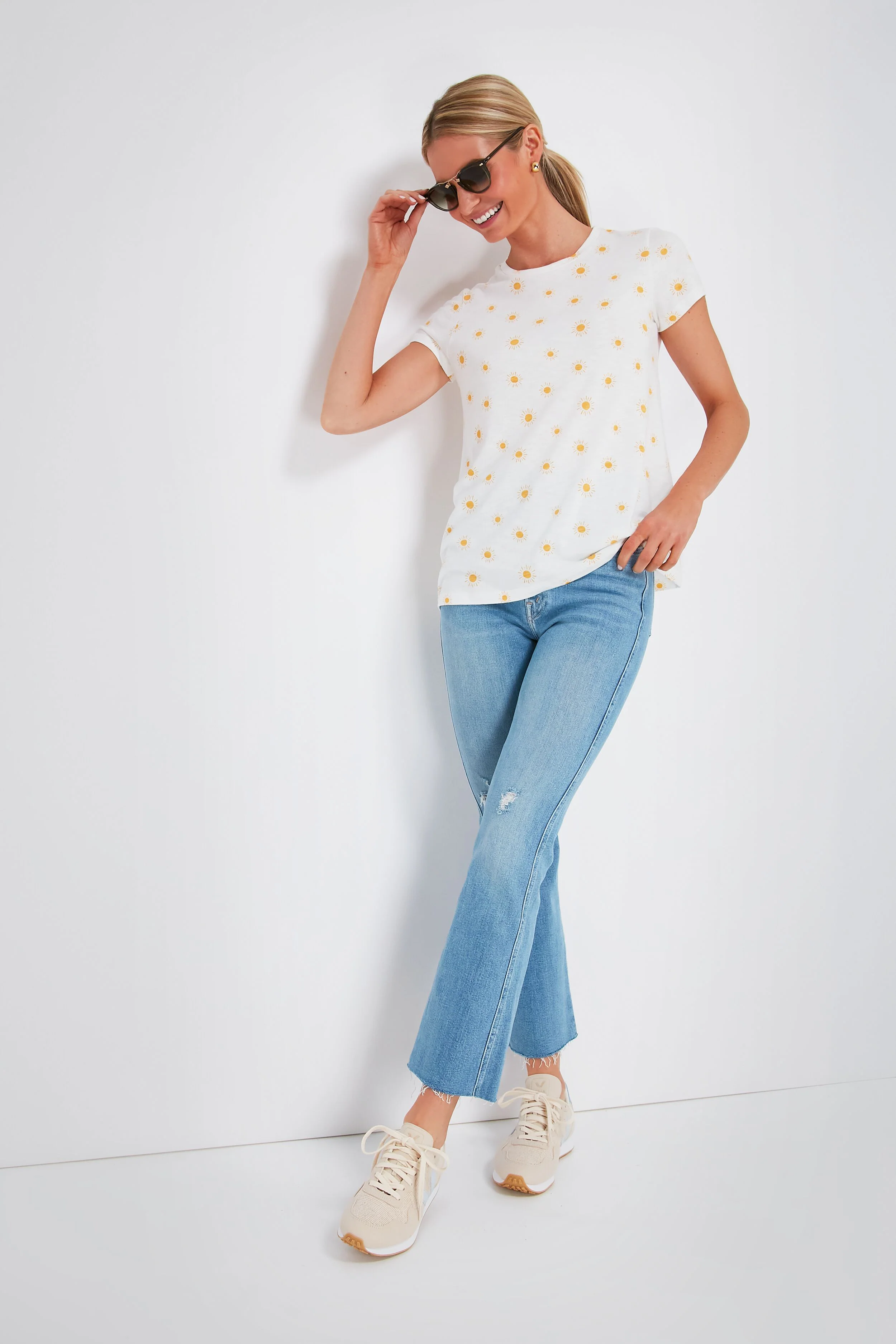 Gold Sun Print Swing Crew Tee - Image 2