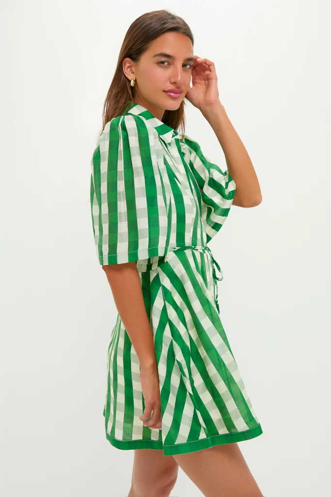 Green Gingham Cindy Mini Dress - Image 3