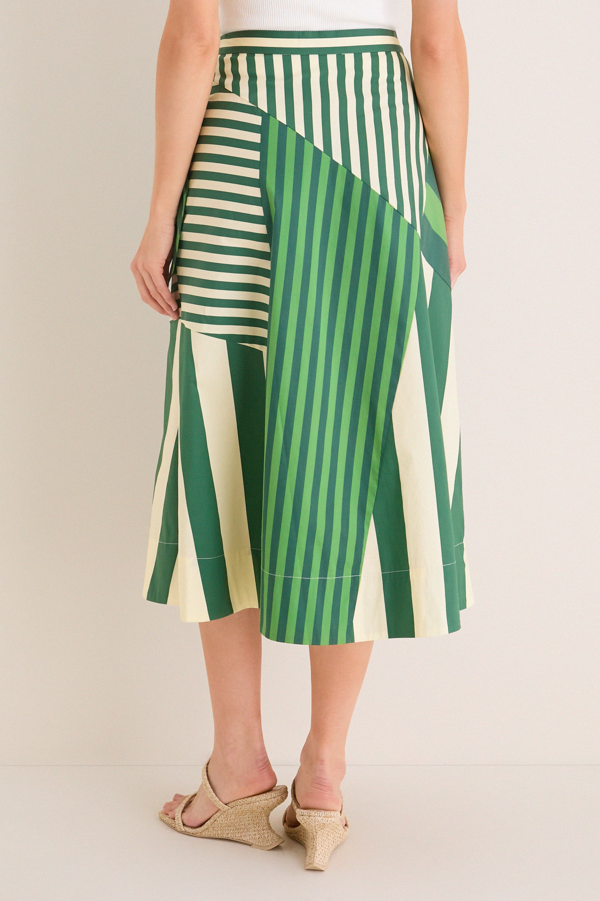 Green Stripe Combo Vita Wrap Skirt - Image 4