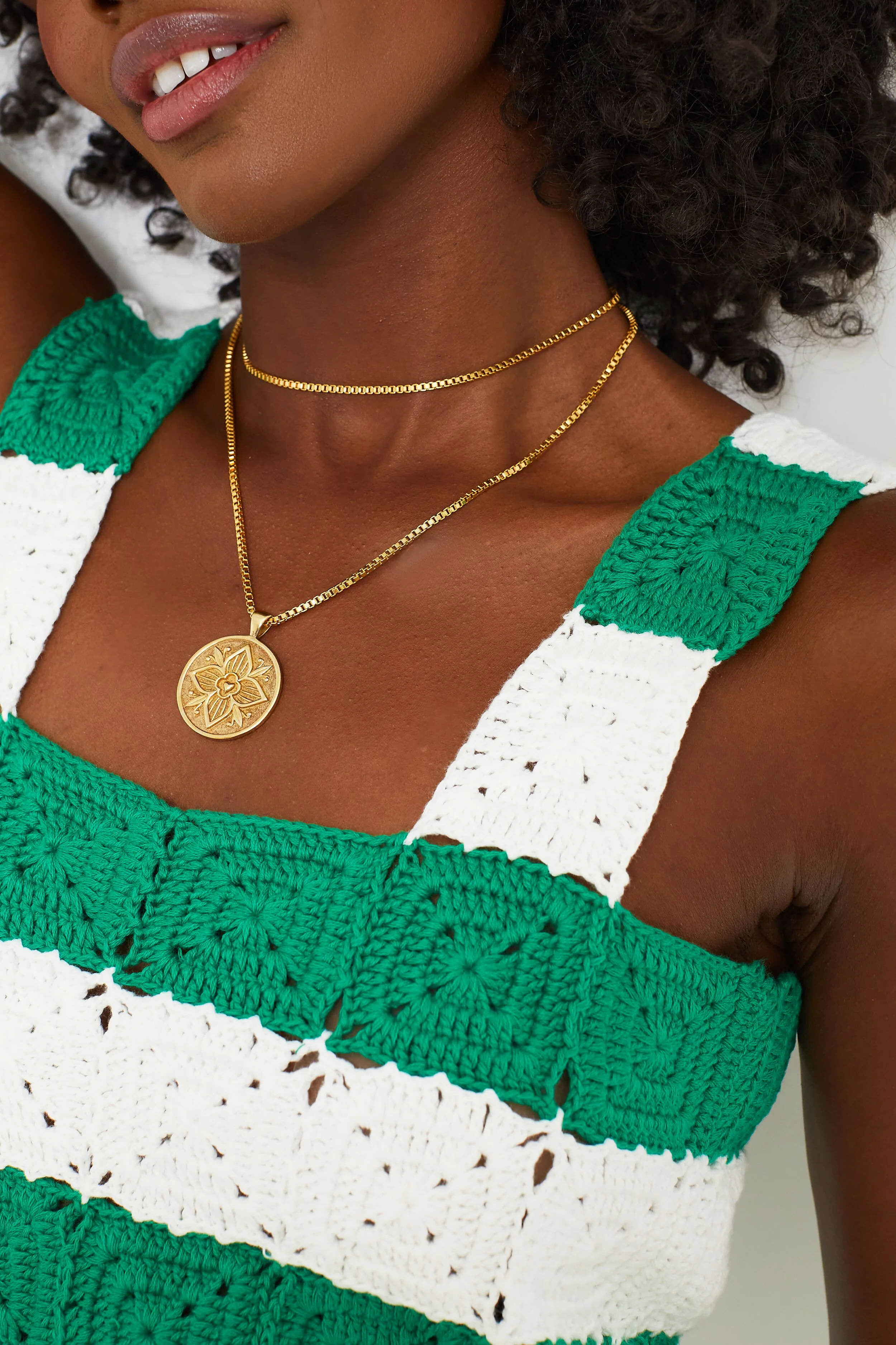 Green & White Crochet Cooper Tank - Image 2