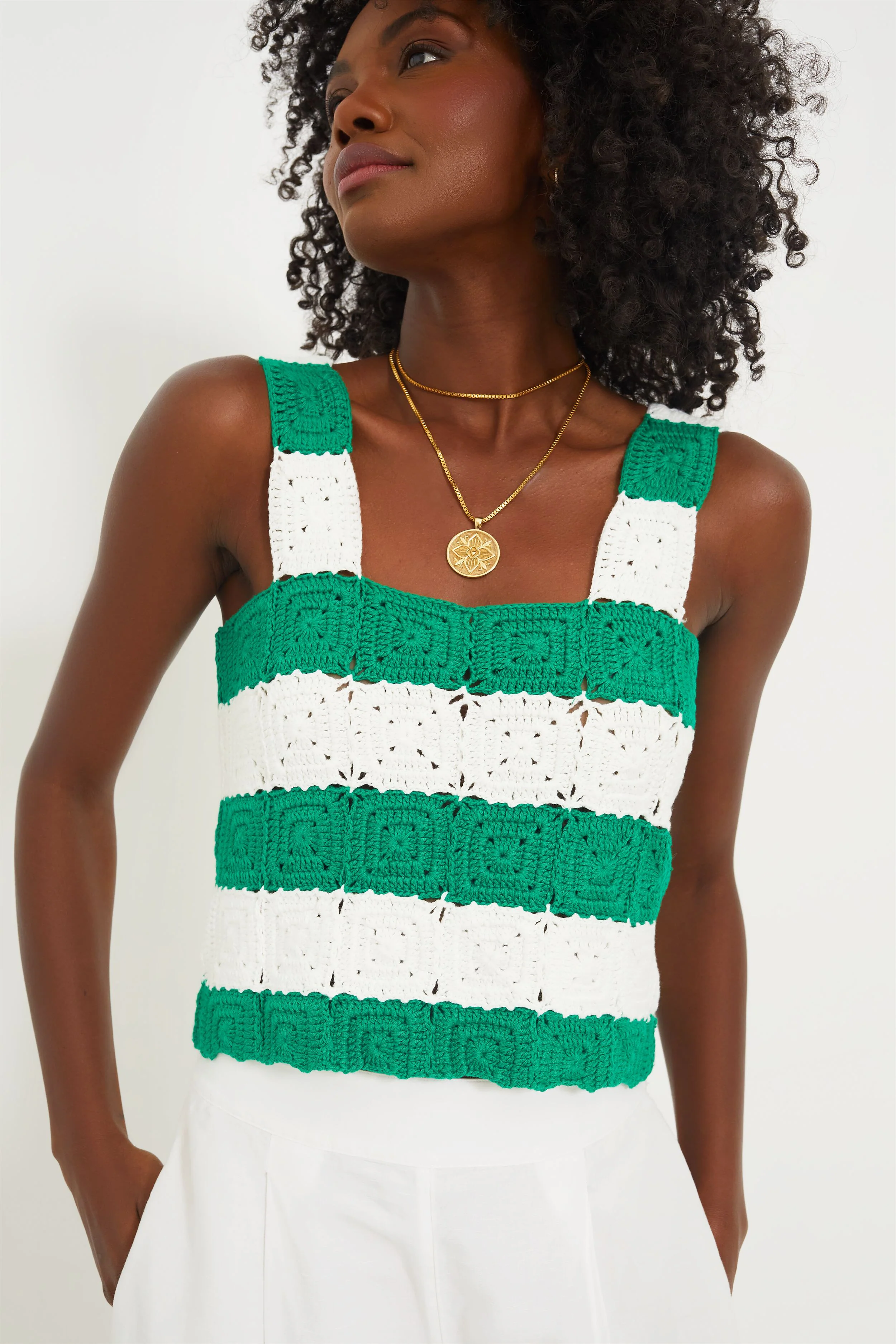 Green & White Crochet Cooper Tank - Image 4