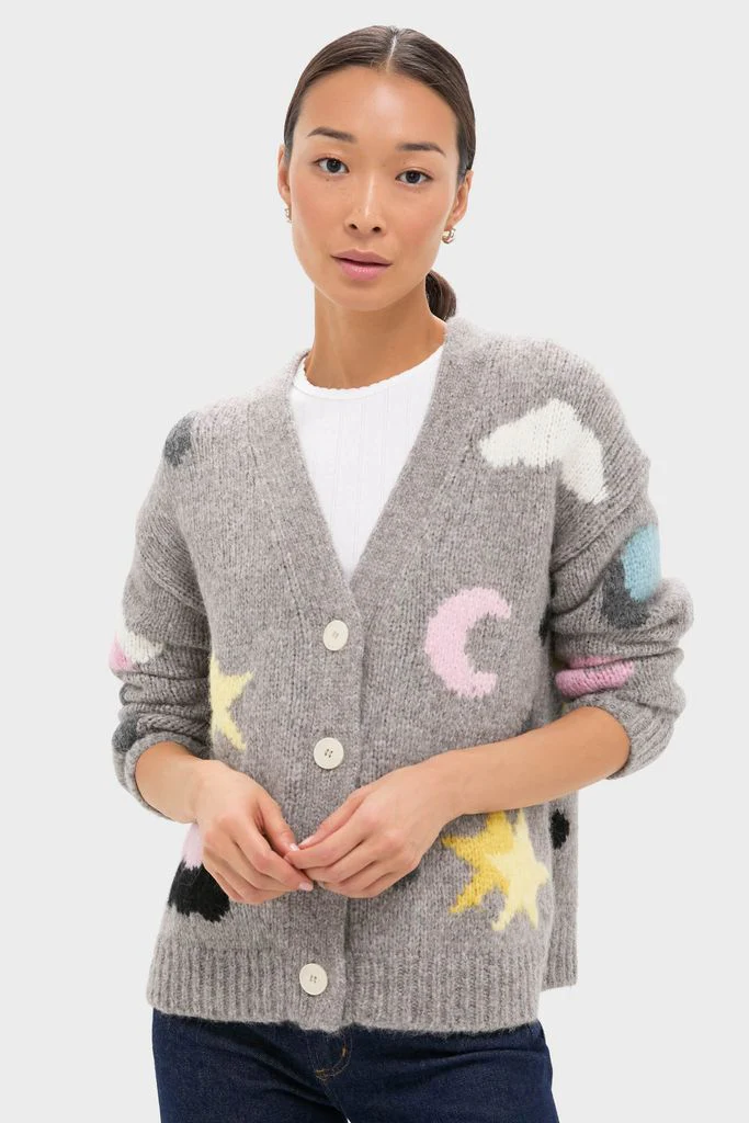 Grey Weather Cycles Intarsia Stormy Cardigan