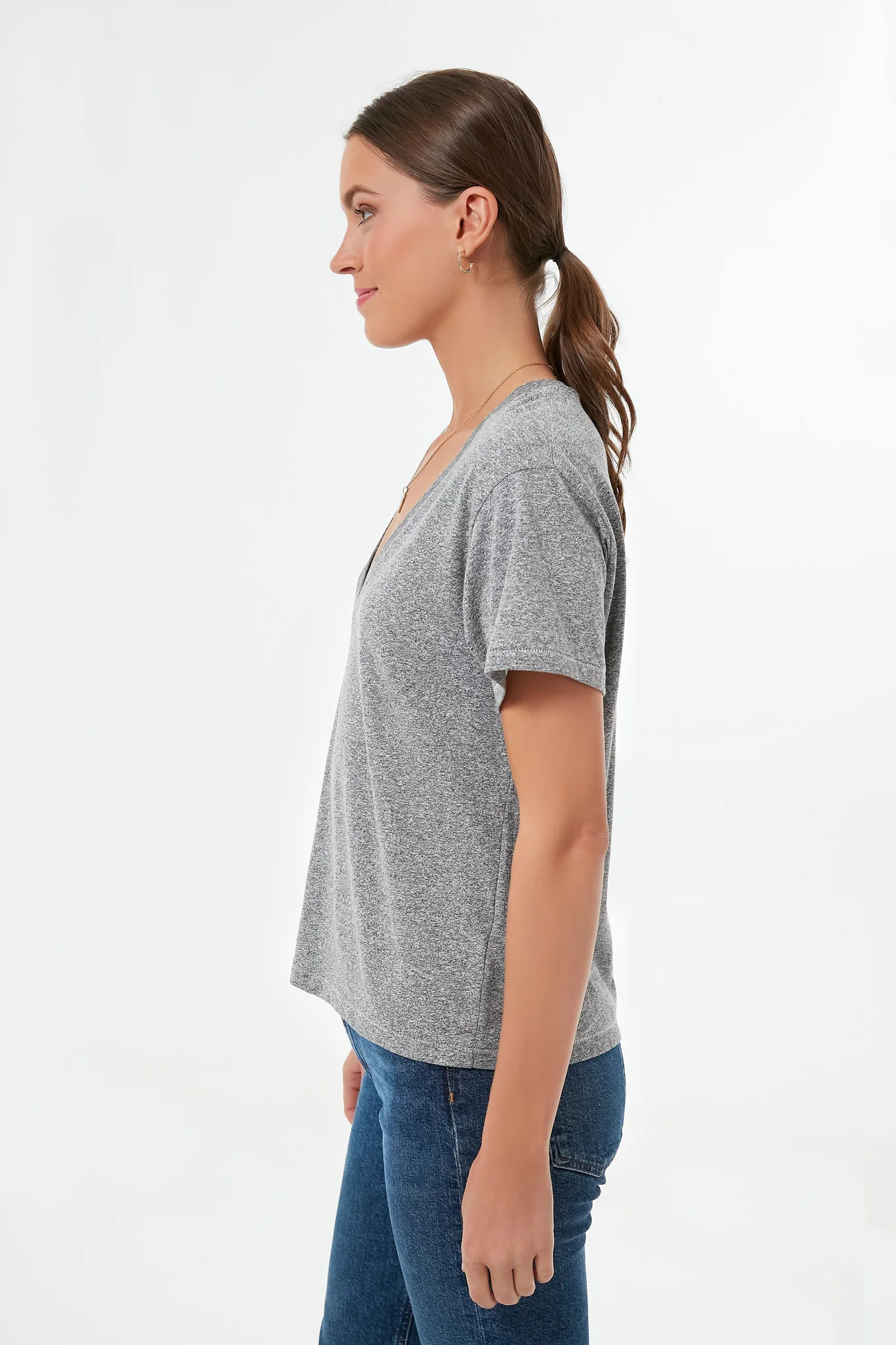 Heather Grey V Neck Tee - Image 3