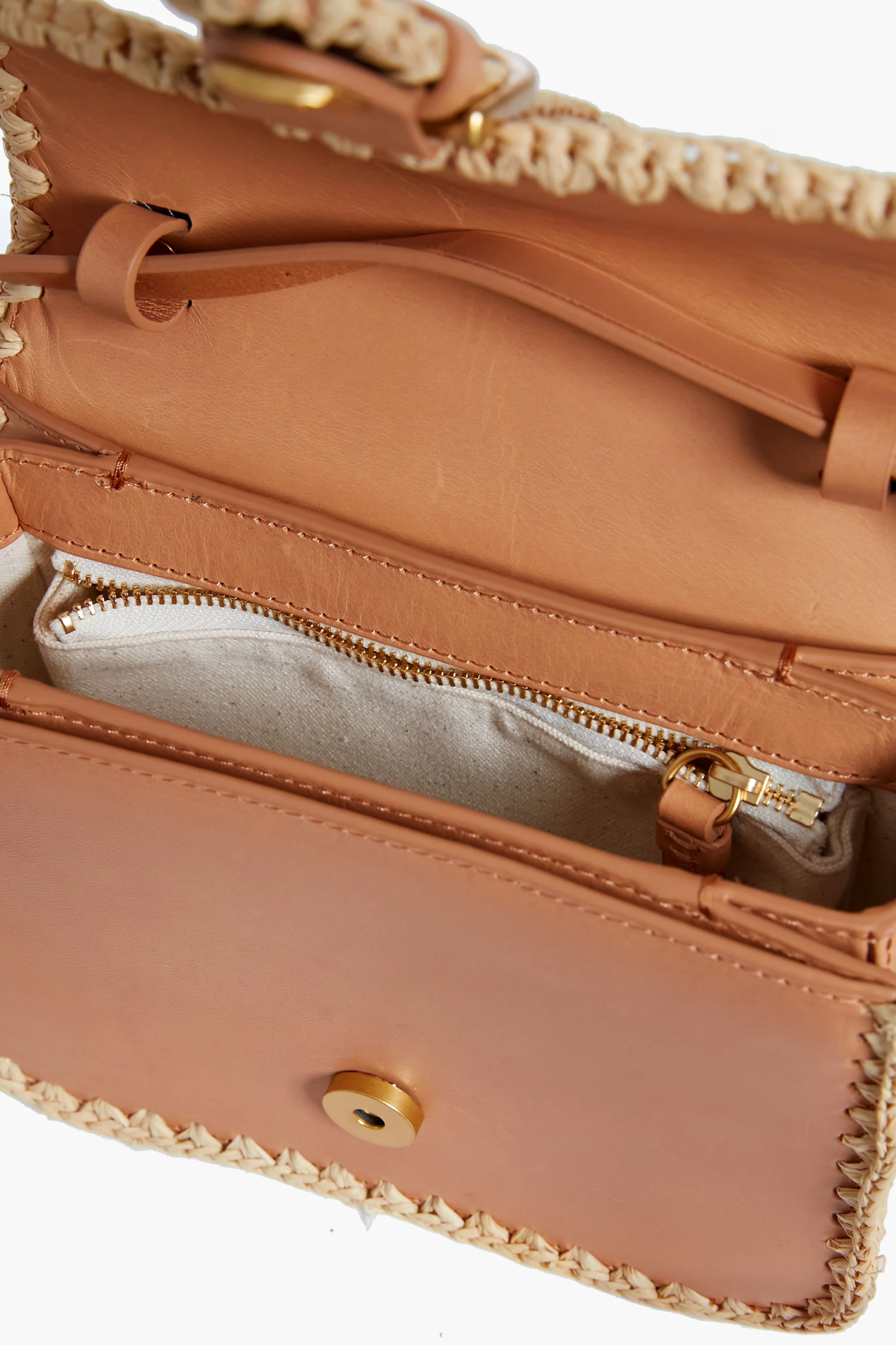 Honey Vachetta Lisel Raffia Trimmed Crossbody - Image 4