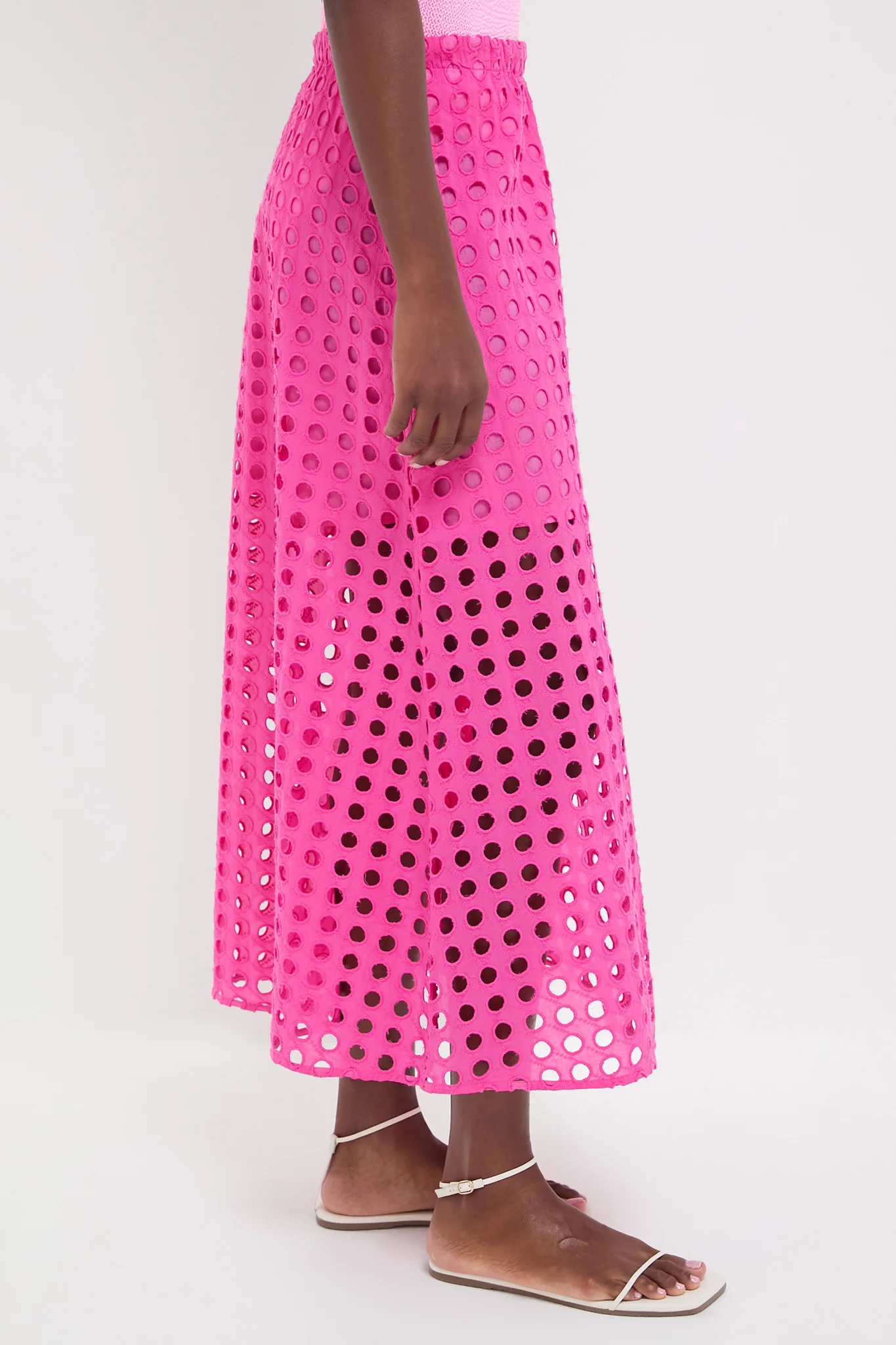 Hot Pink Cotton Eyelet Eve Skirt - Image 3