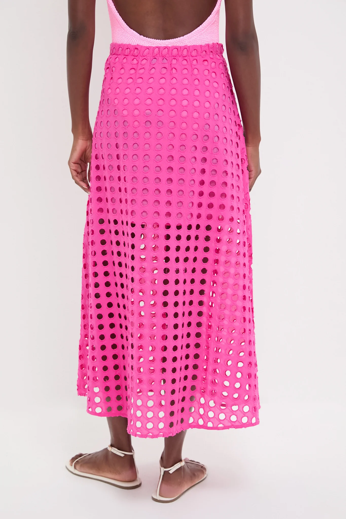 Hot Pink Cotton Eyelet Eve Skirt - Image 4