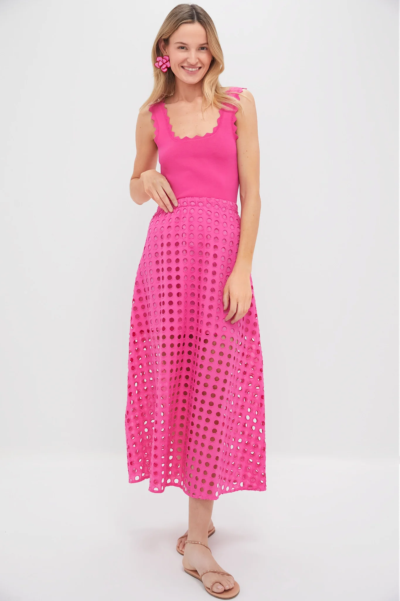 Hot Pink Cotton Eyelet Eve Skirt - Image 7