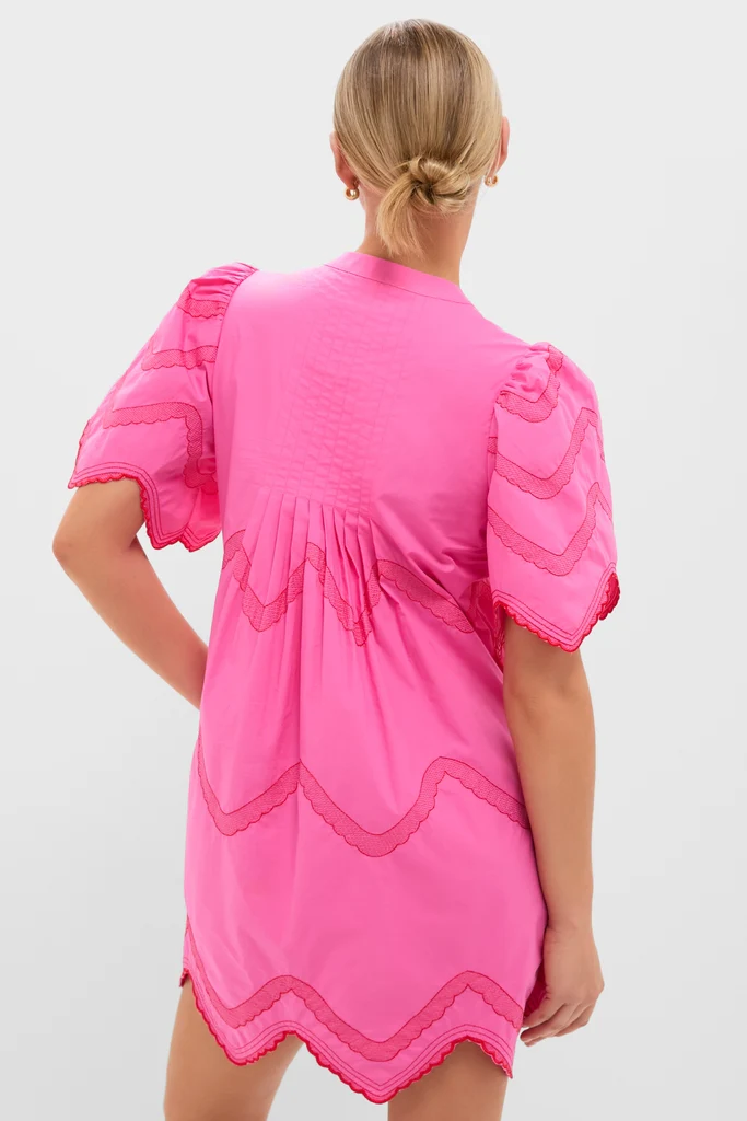 Hot Pink with Red Embroidery Weston Mini Dress - Image 4