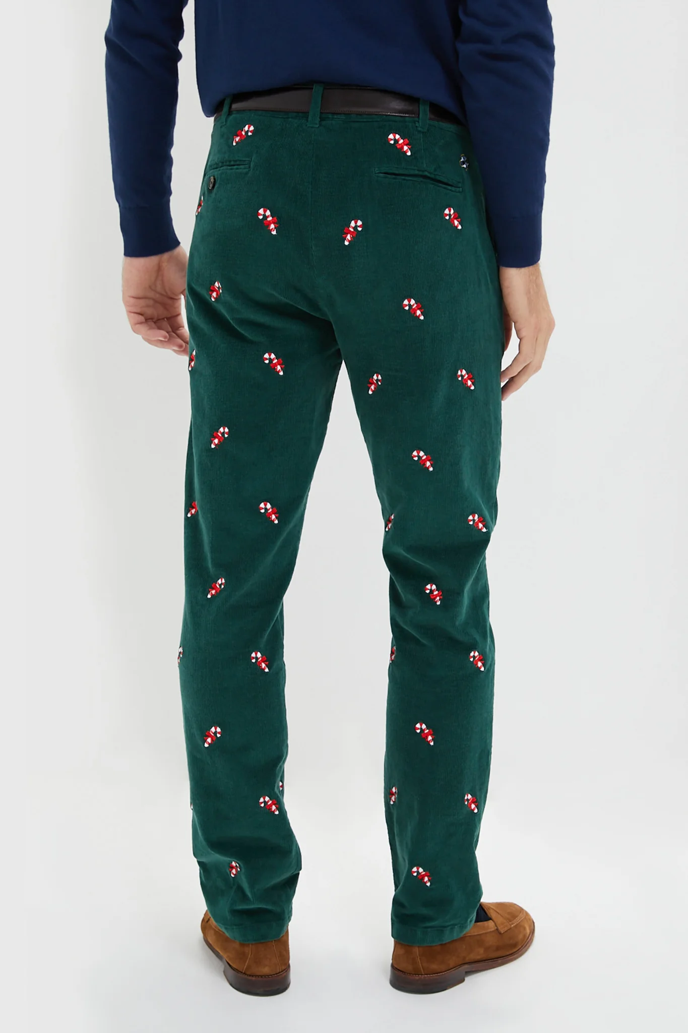 Hunter Green Candy Cane Embroidered Corduroy Pants (32" Inseam) - Image 5