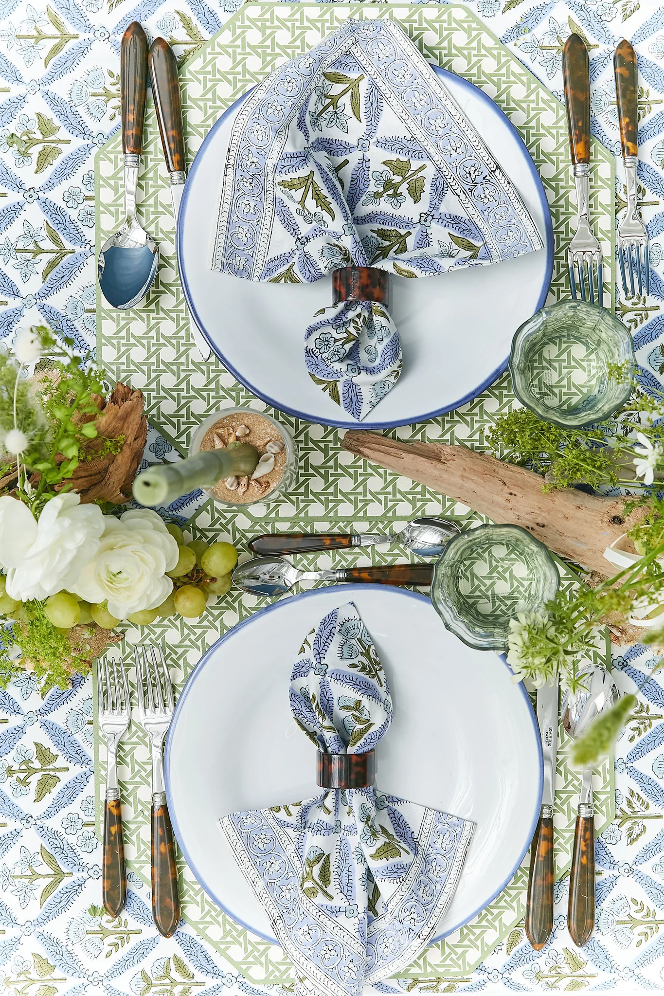 Hydrangea Blue Garden Trellis Napkins Set of 4 - Image 5