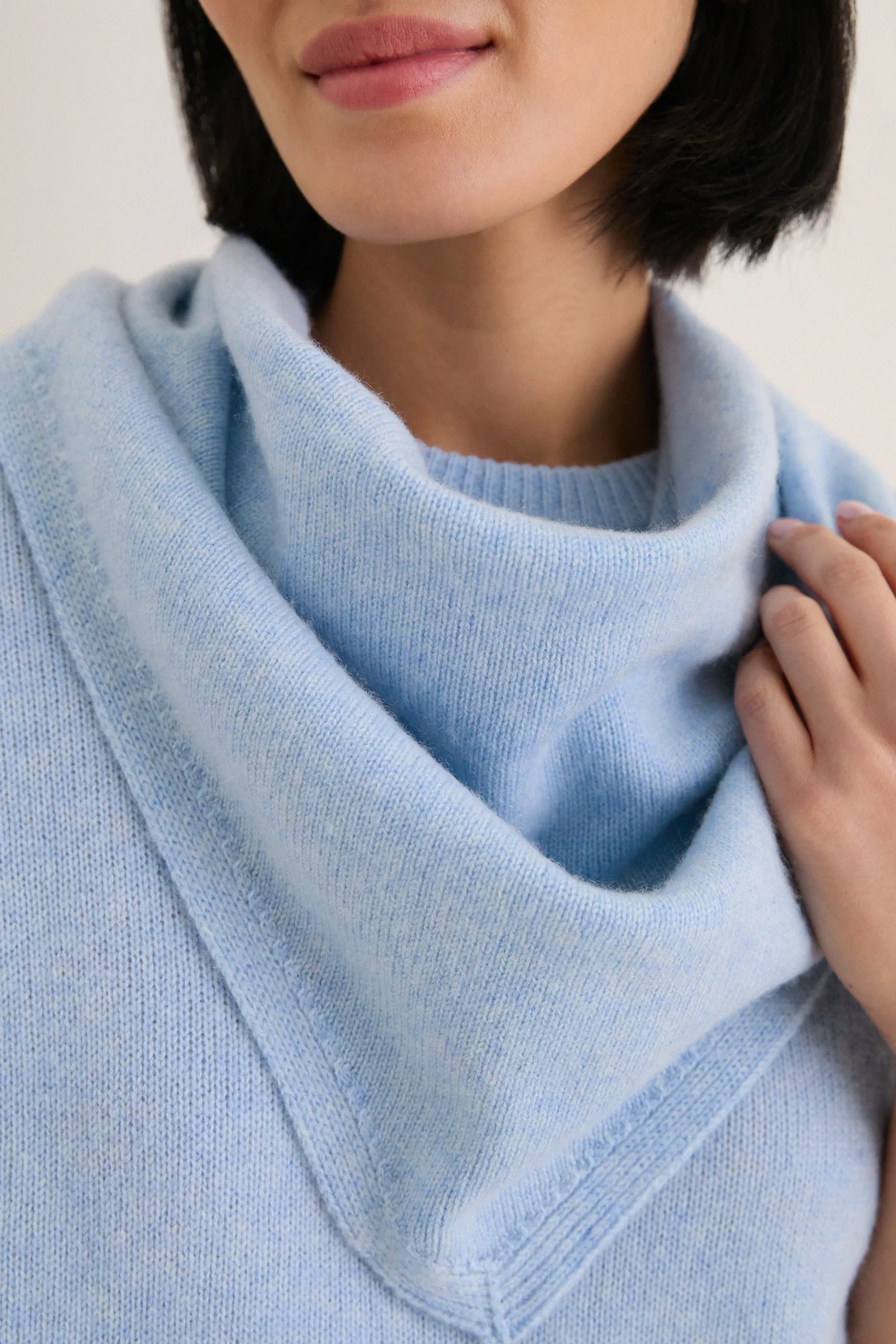Ice Blue Cashmere Triangle Scarf - Image 2