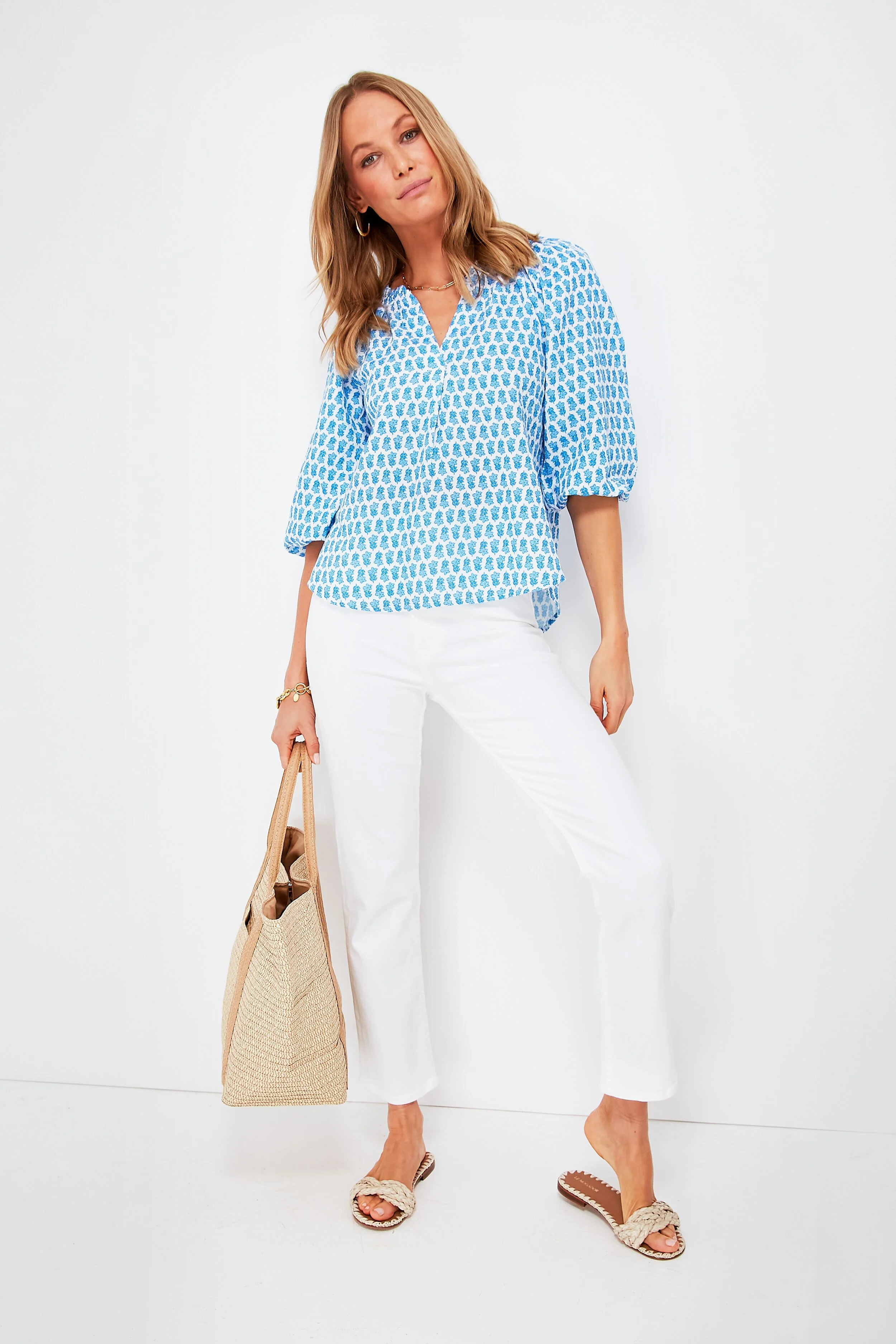 Island Ocean Breeze Seastitch Block Print Popover - Image 2