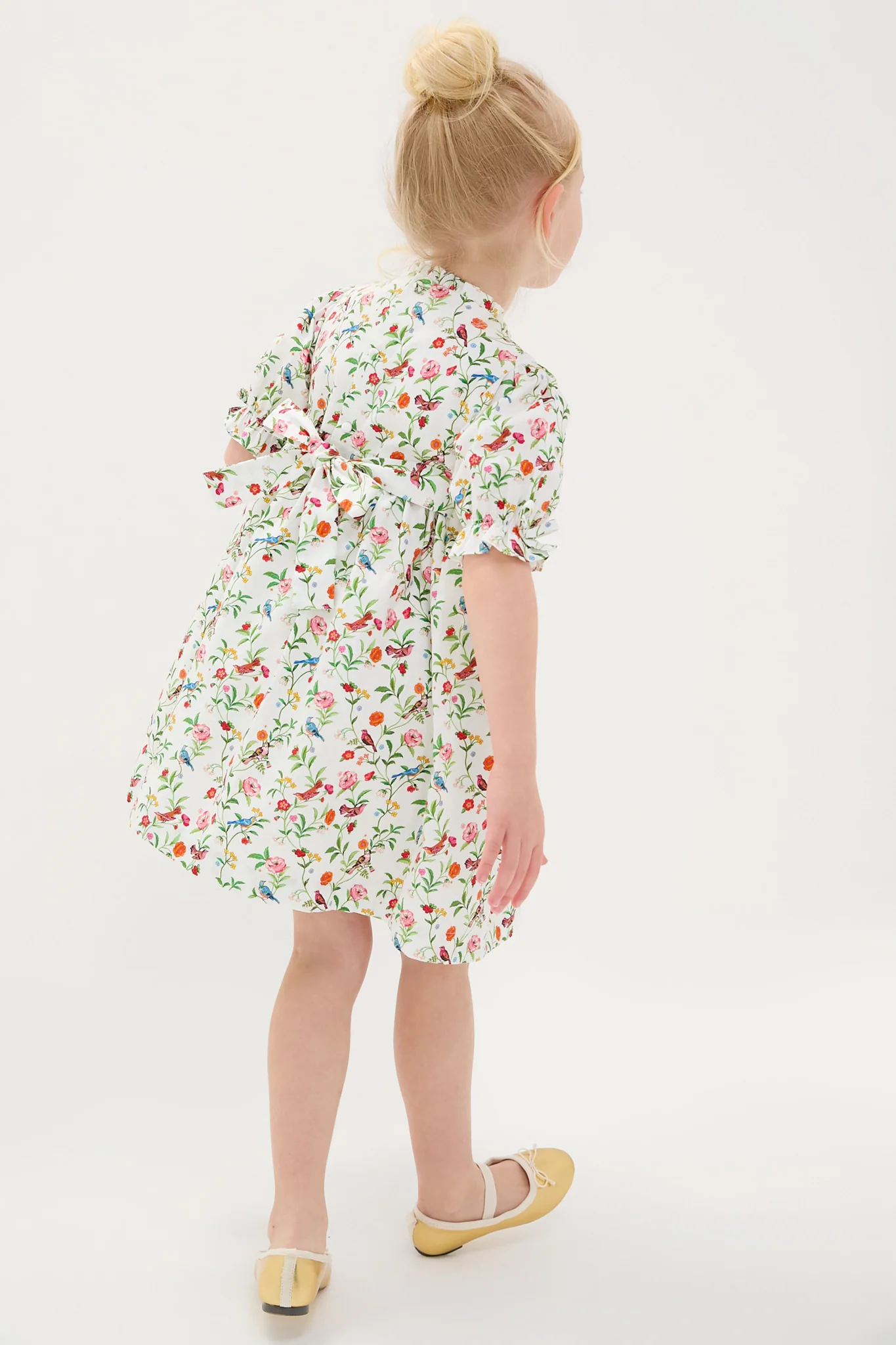 Ivory Bird Floral Carla Hand-Smocked Girls Dress - Image 4