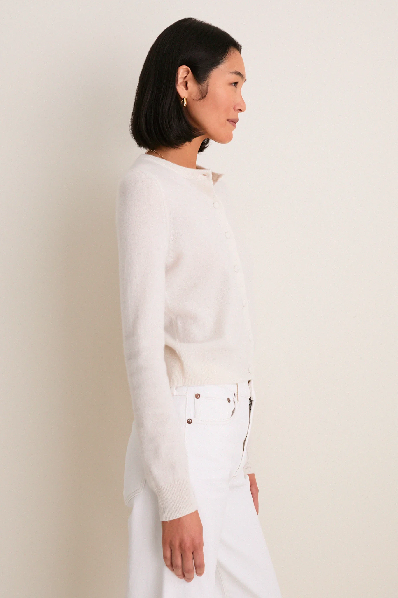 Ivory Cashmere Riley Cardigan - Image 3