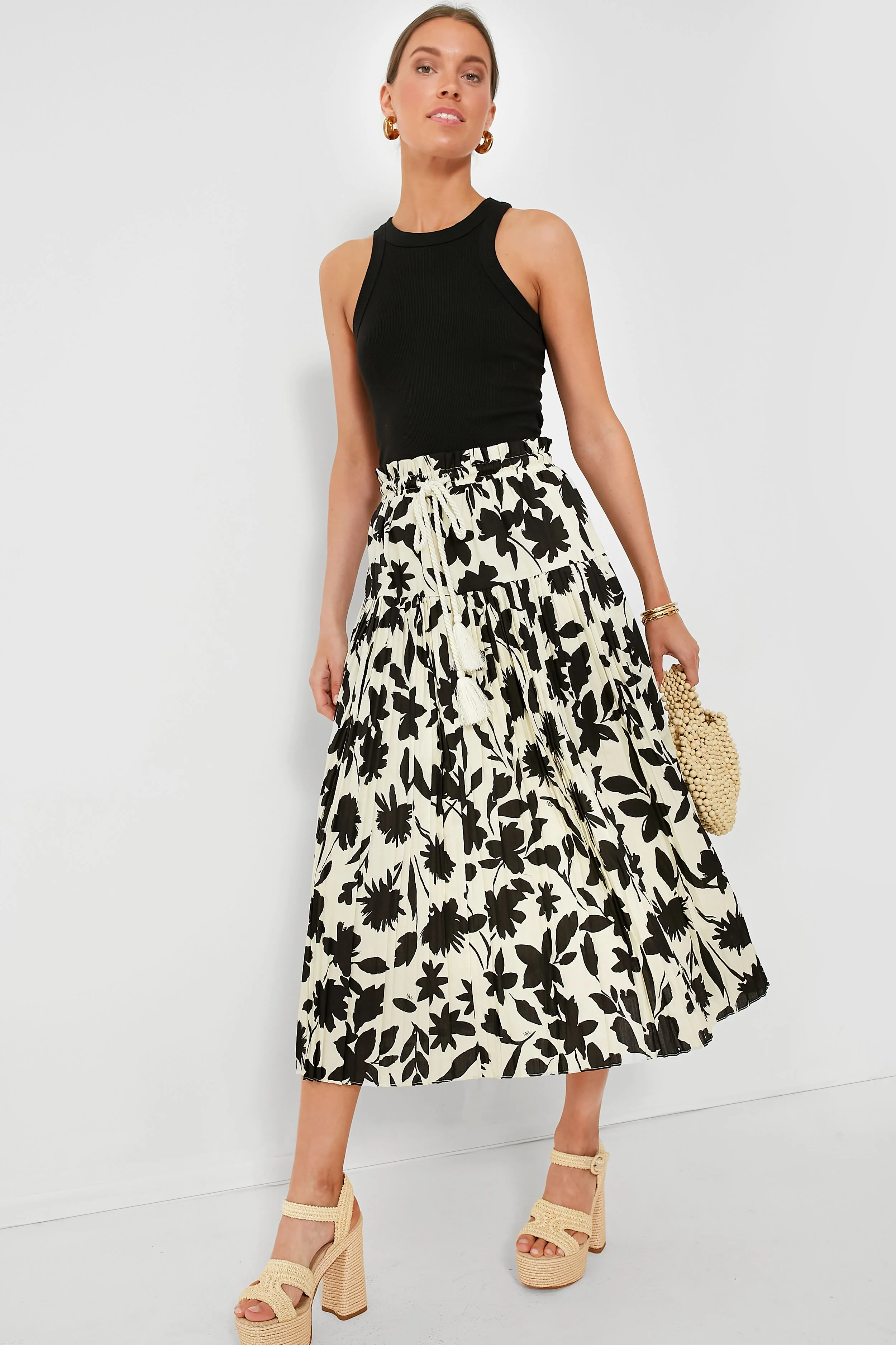 Exclusive Ivory Floral Midi Skirt - Image 2