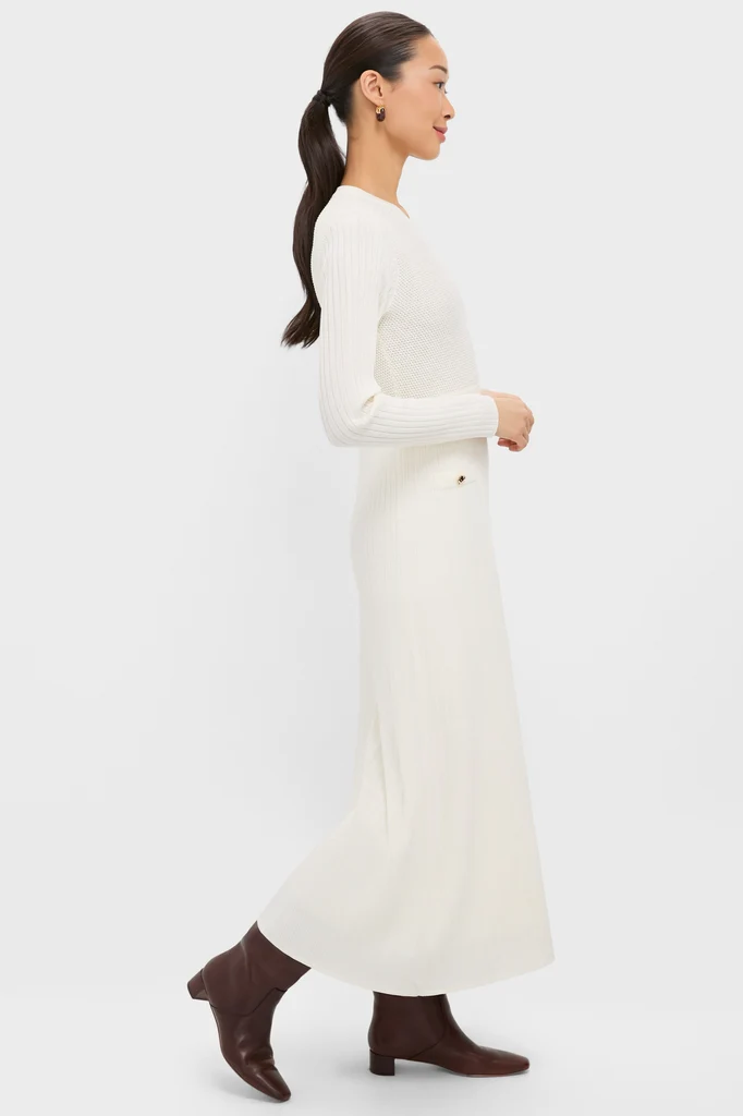 Ivory Knit Long Sleeve Ruby Dress - Image 3