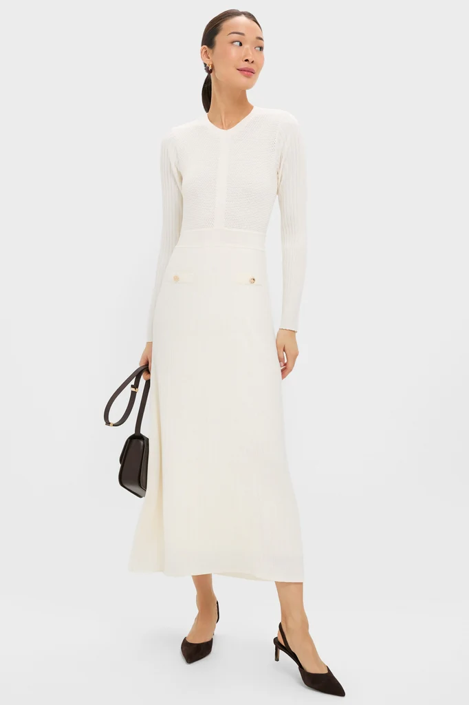 Ivory Knit Long Sleeve Ruby Dress - Image 6