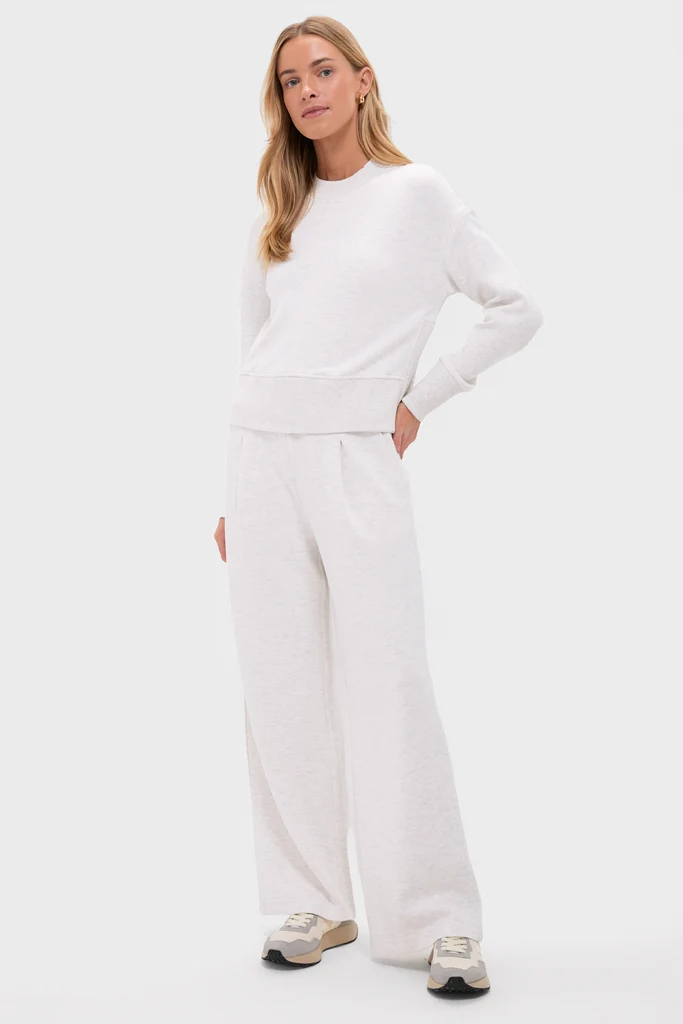 Ivory Marl Extra Wide Leg Sweatpant 29.5 - Image 6